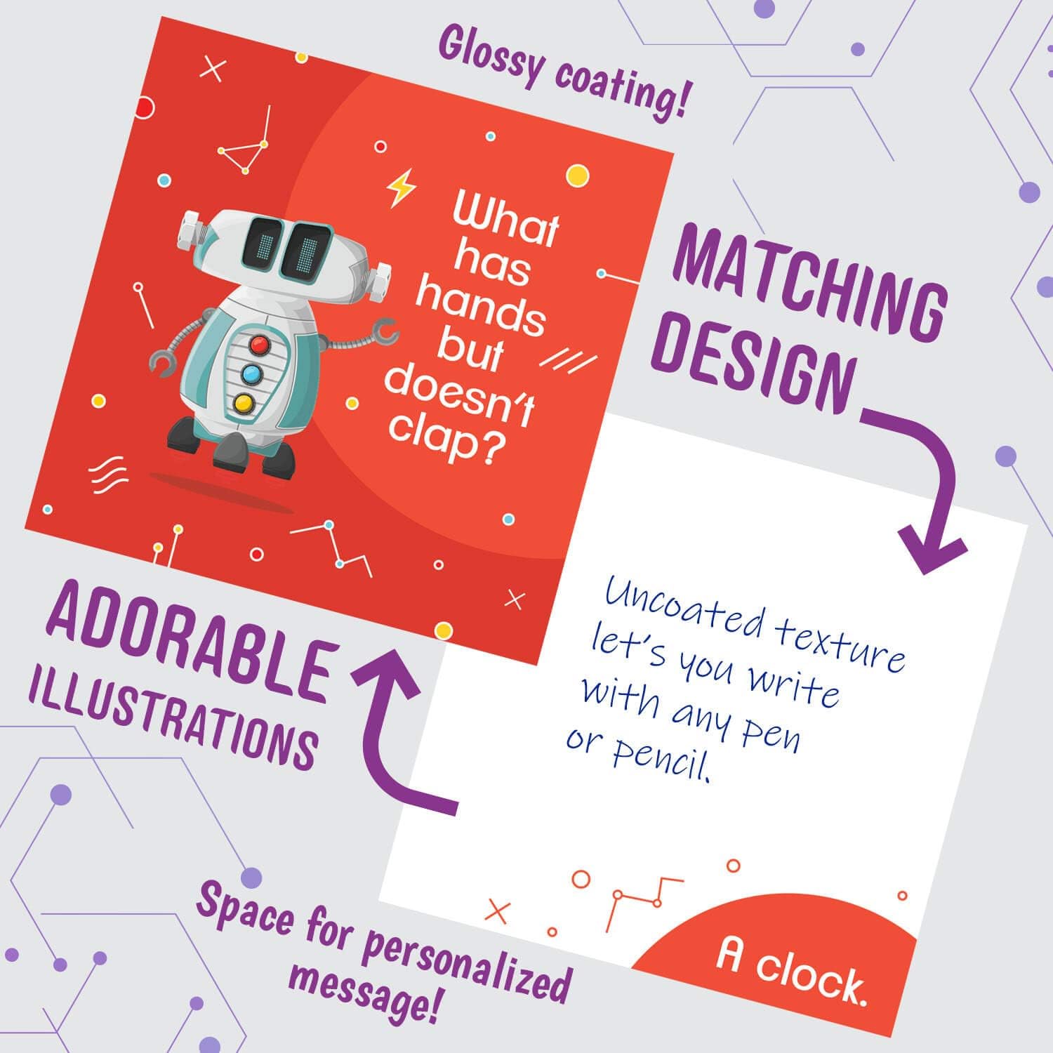 Notas para la lonchera para niños, 60 divertidas tarjetas de acertijo robot para niños y niñas, crea notas memorables para pensar en ti