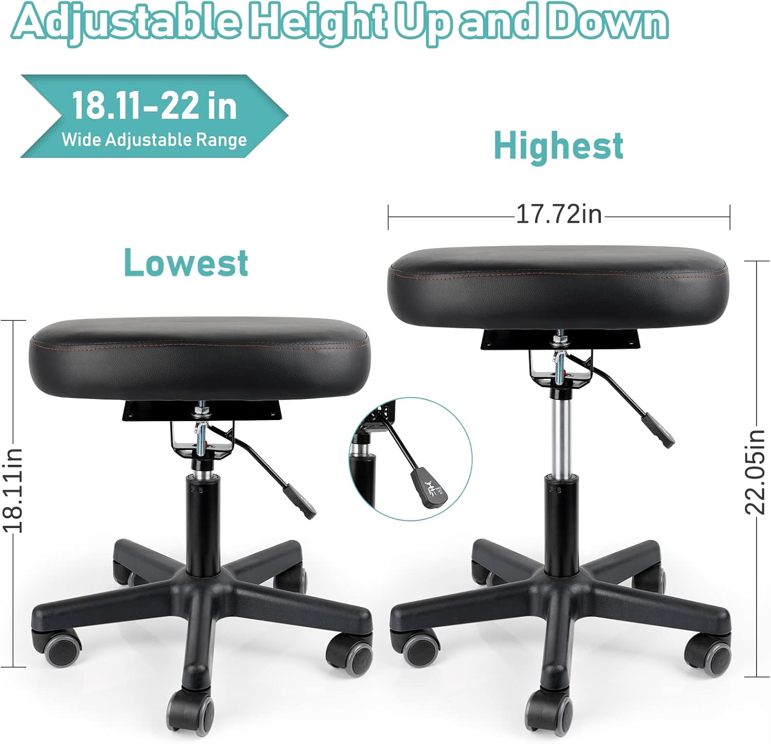 Reposapiés debajo del escritorio, altura ajustable y ángulo de inclinación, reposapiés ergonómico otomano con ruedas, reposapiés rodante de 360 para