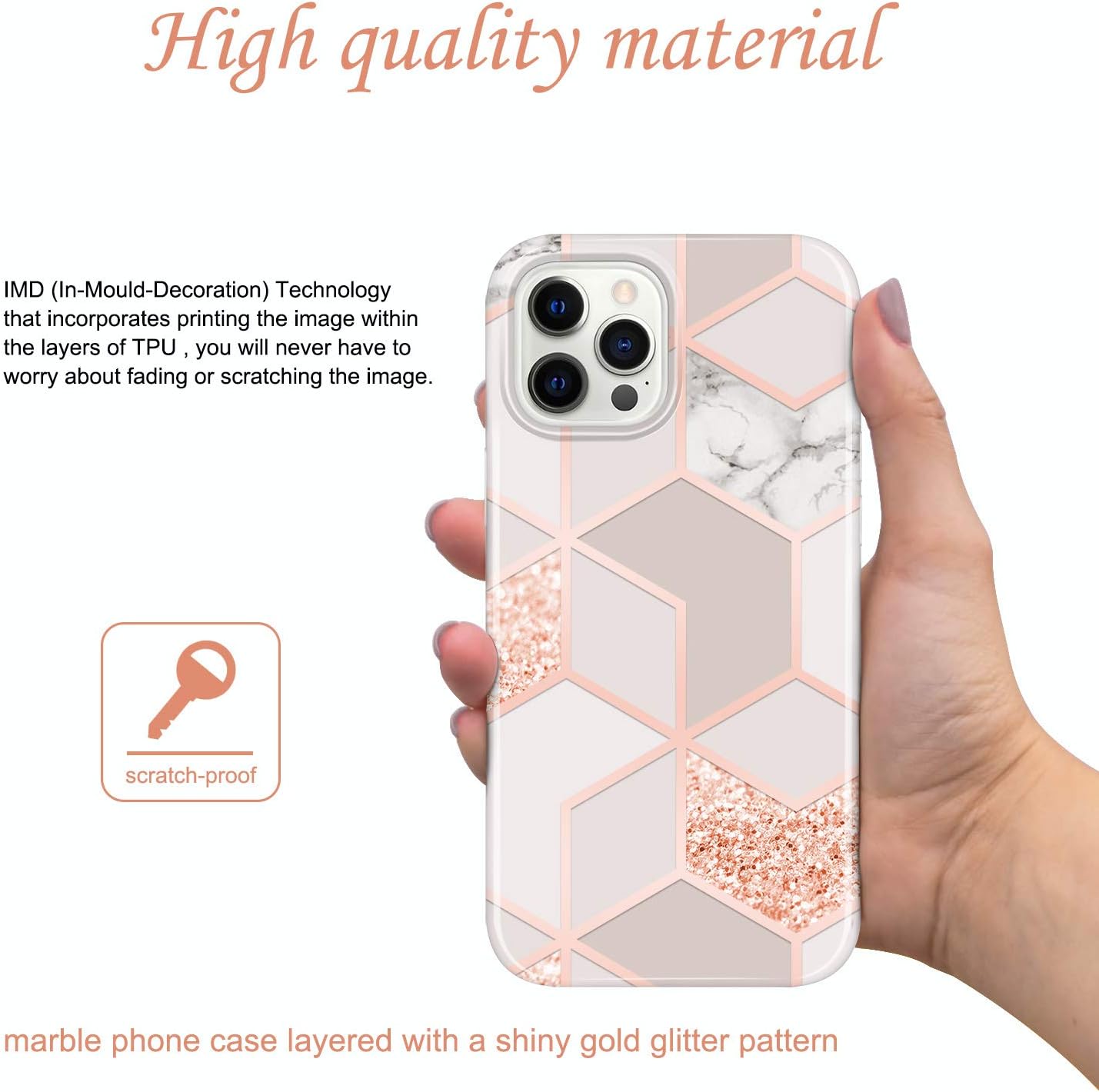 JAHOLAN – Carcasa para iPhone 12 y iPhone 12 Pro, diseño de mármol transparente, carcasa de silicona de goma suave, carcasa de 6,1 pulgadas
