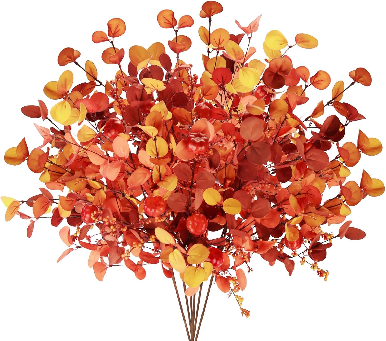 ultimatumX 6 tallos de otoño para jarrones, tallos artificiales de bayas de calabaza para otoño, decoración de interiores y exteriores, tallo de