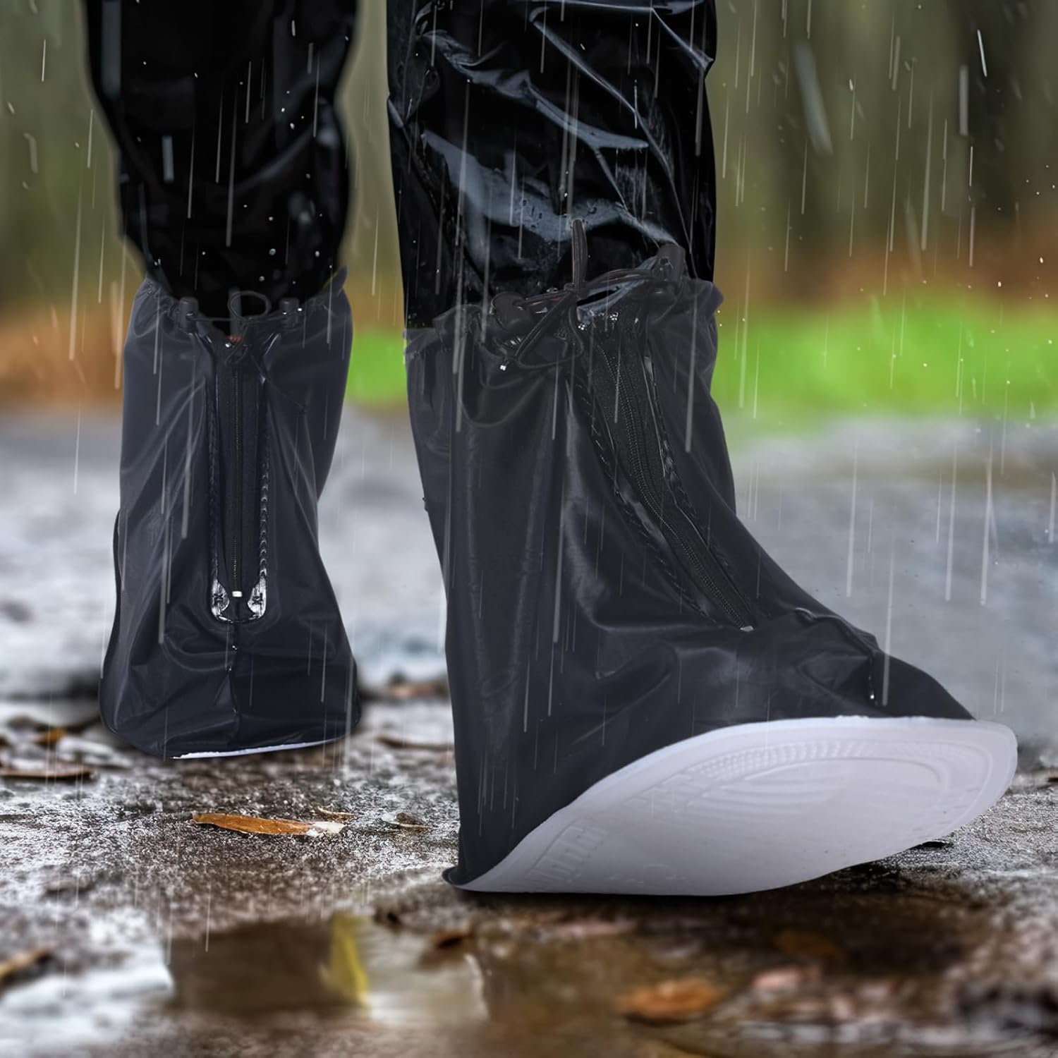 Coume 2 pares de fundas antideslizantes para zapatos de lluvia, impermeables, reutilizables, protectores de zapatos para botas de nieve, para