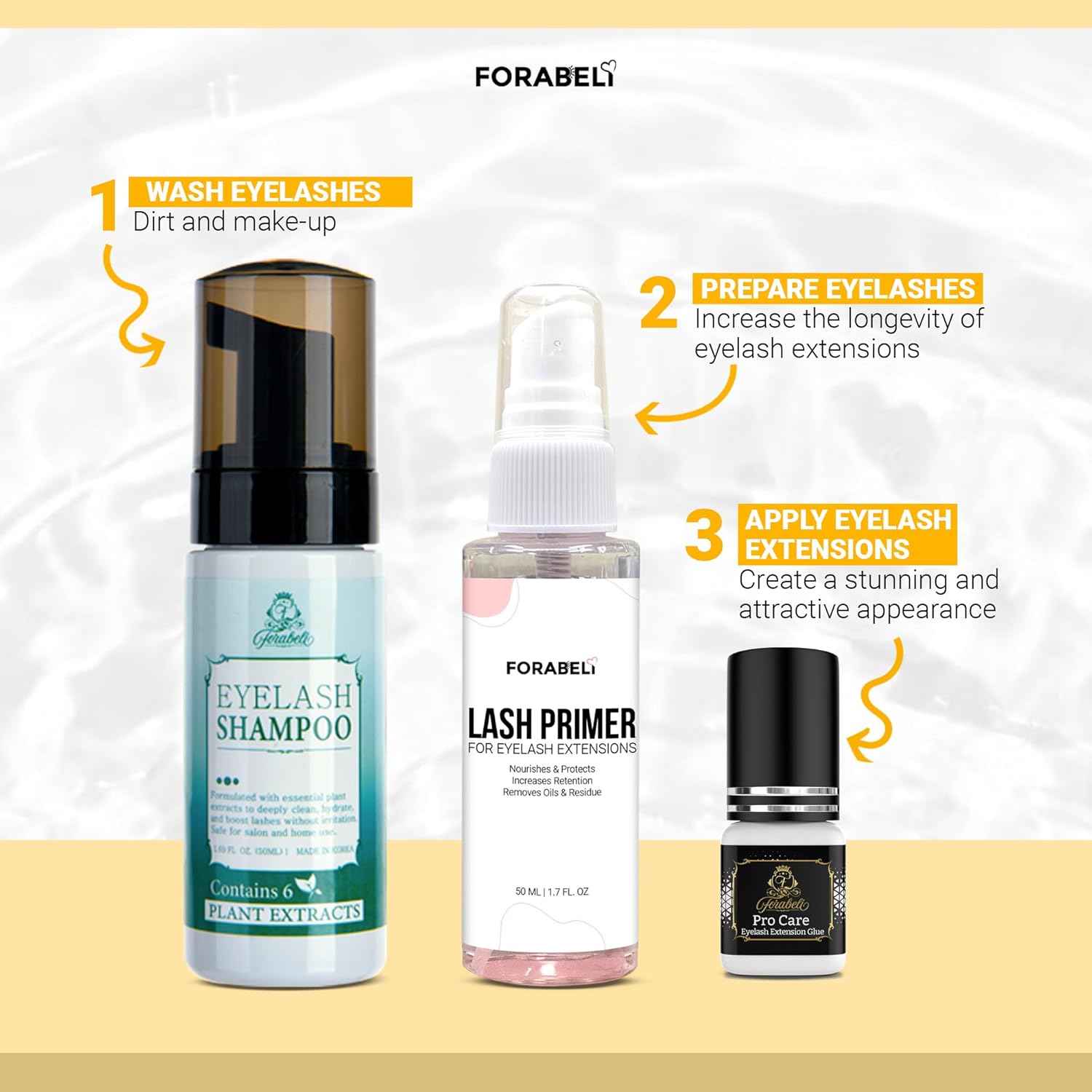 Imprimación de pestañas para extensiones de pestañas, 50ML (spray), ForabeliMejora la retención del pegamentofuerza de sujeción para pestañas