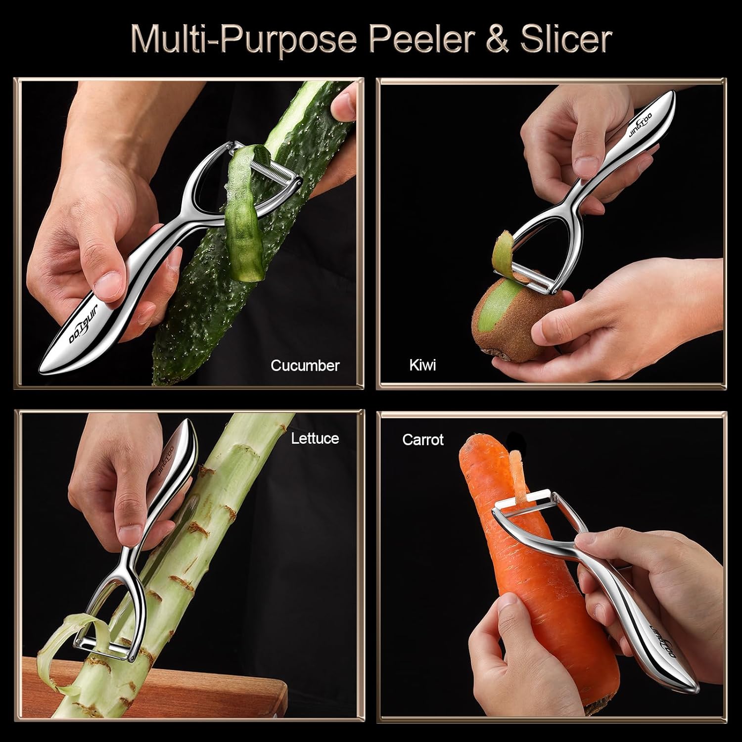 Pelador de verduras de acero inoxidable, peladores de patatas prémium para cocina, pelador de frutas vegetales ultra afilado, pelador de zanahorias,