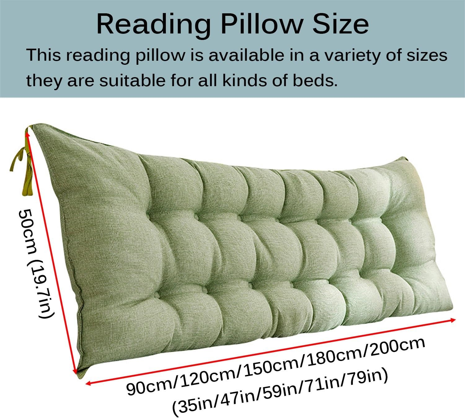 Almohada impermeable para cabecero, cojín para exteriores, cómodo respaldo para leer y relajarse en la cama, almohada grande para adultos y