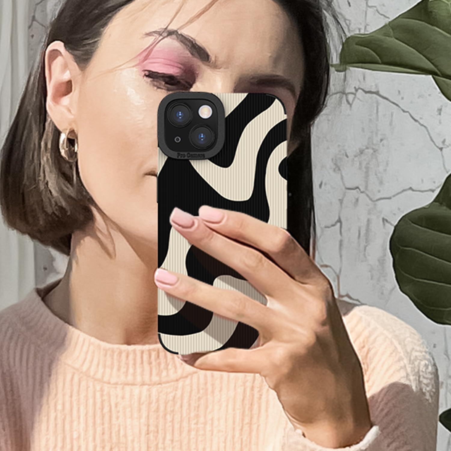 Compatible con iPhone 13 – Funda de silicona con diseño de ondas para mujeres y niñas, funda de silicona de TPU suave con diseño de cebra para
