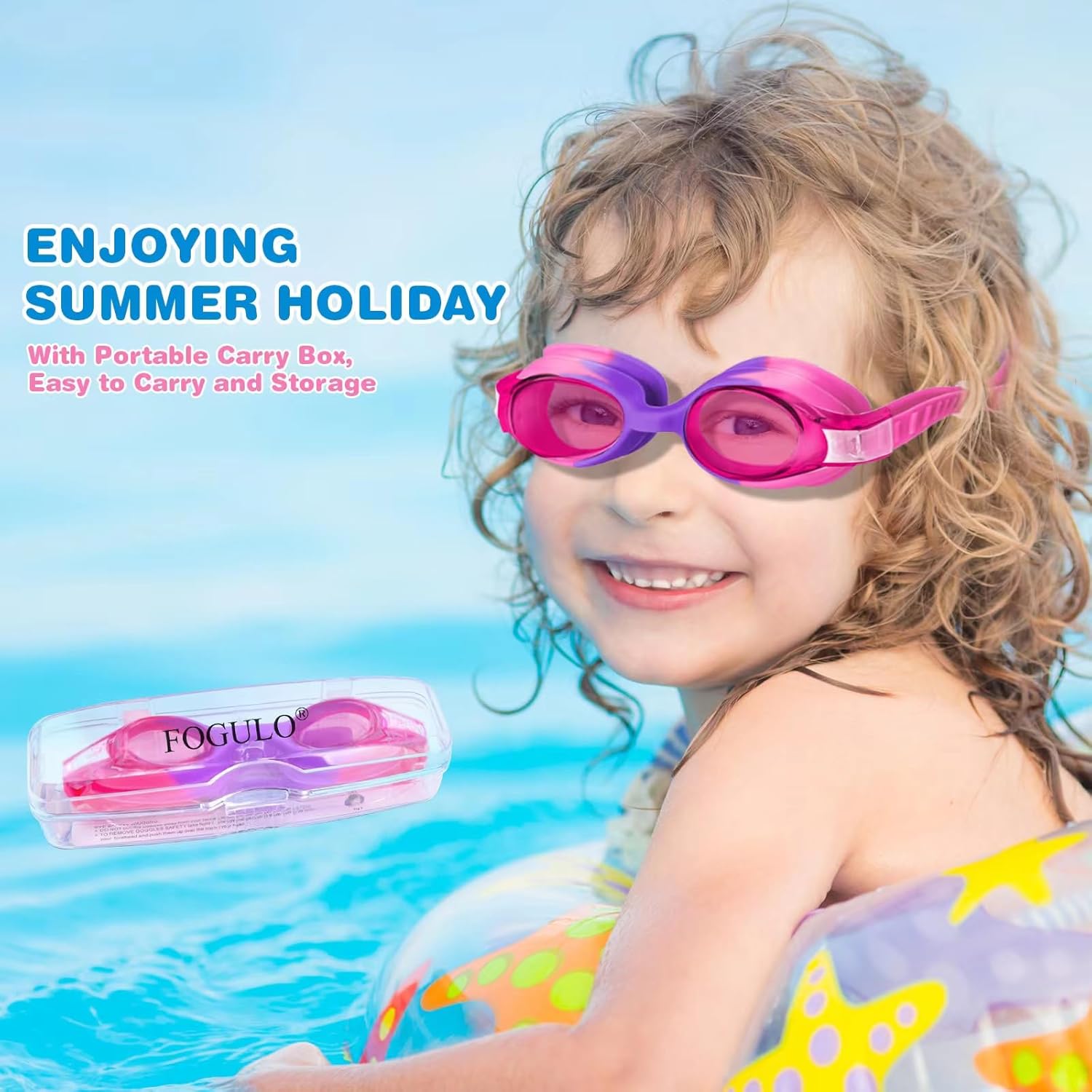 FOGULO Paquete de 4 gafas de natación para niños de 4 a 14 años, gafas de natación antiniebla con protección UV, gafas impermeables para niños y