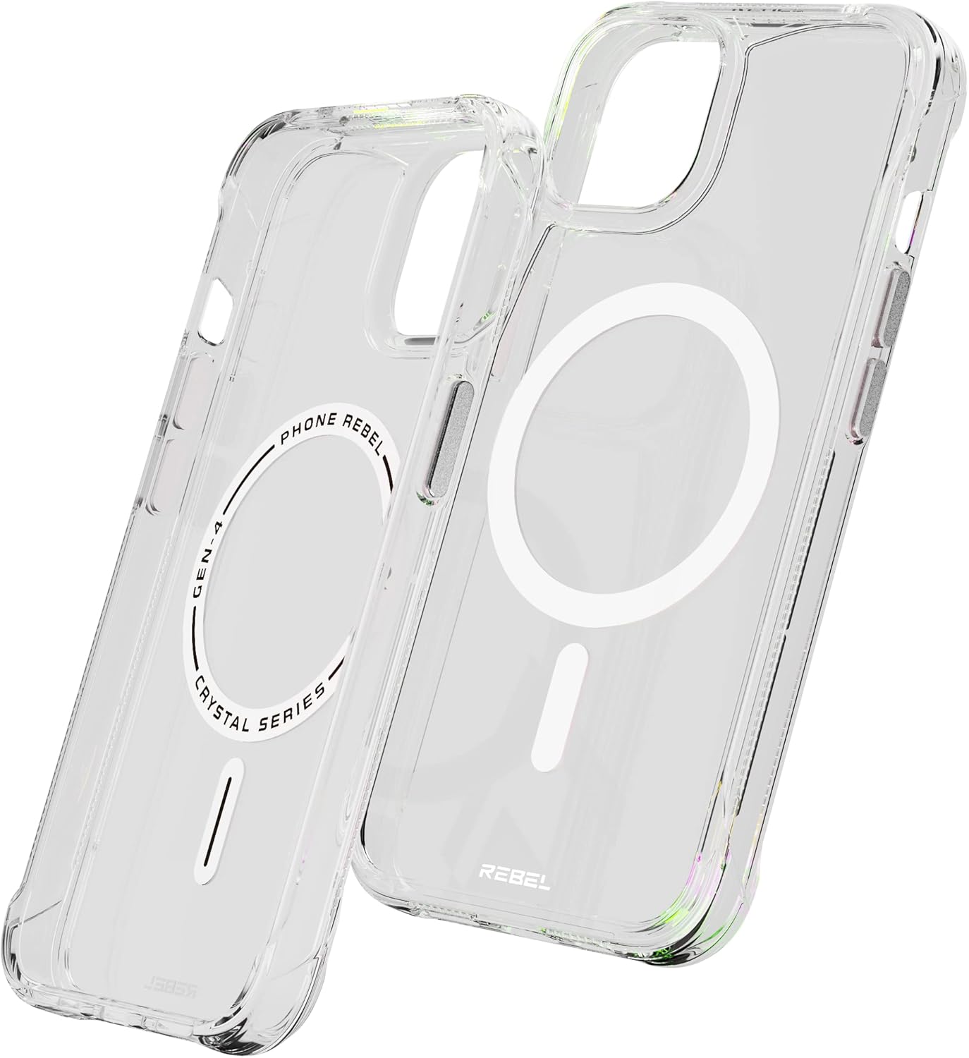 REBEL Funda transparente para iPhone 14 Crystal Series Gen-4 Fuerte compatible con MagSafe, antiarañazos, no amarillea, protección a prueba de