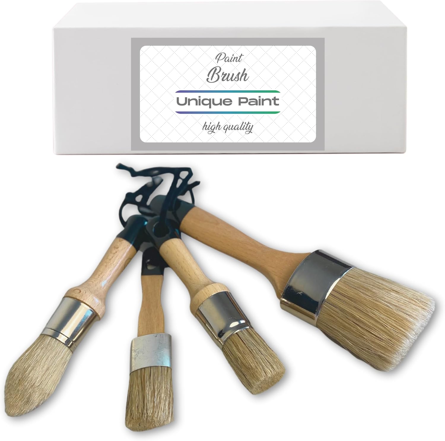 4 pinceles de pintura de cera de tiza, 1 pincel grande de tiza para pintura de muebles, 3 pinceles de pintura pequeños, juego de pinceles de pintura