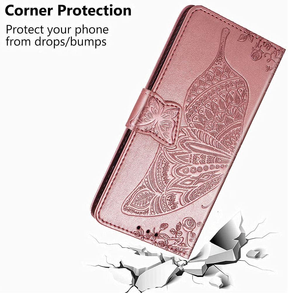 Funda tipo cartera para Samsung Galaxy A53 5G, piel sintética de alta calidad con diseño de mariposa en relieve, función atril, ranuras para