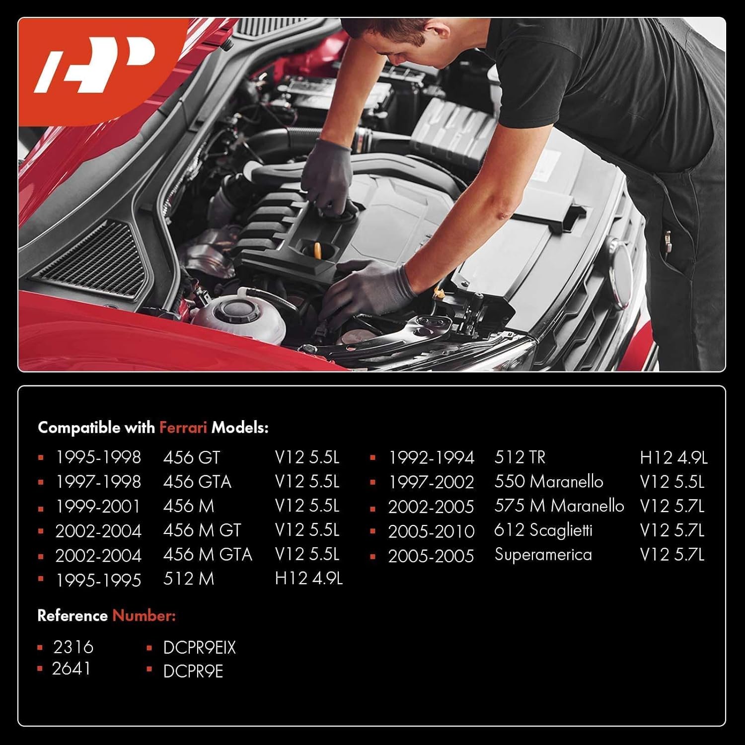 A-Premium Bujías iridio platino compatibles con Ferrari 456 GT, 456 GTA, 456 M, 456 M GT, 456 M GTA, 512 M, 512 TR, 550 Maranello, 575 M Maranello,