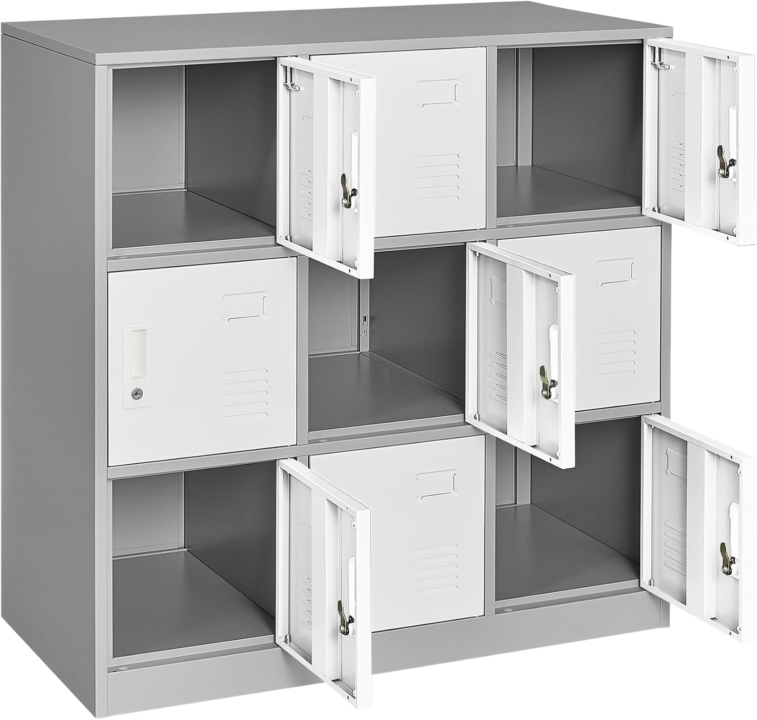 Taquillas para empleados, armario de almacenamiento de metal de 9 puertas con llaves y ranura para tarjetas, ideal para el hogar, oficina, escuela y