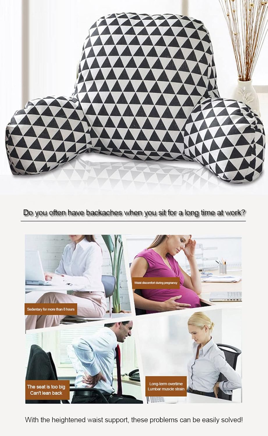 Almohada de lectura con brazosSoporte de espalda para sentarse en la camasofá cuello, lumbar y cojín de apoyo de espalda baja coxis, patrón