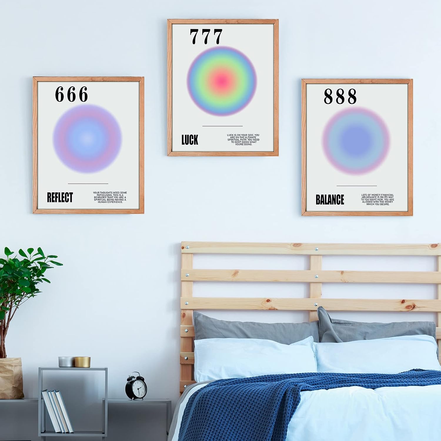 Juego de 9 pósteres con números de ángel Aura, estético, minimalista, positivo, afirmación positiva, inspirador, póster para habitación, lienzo