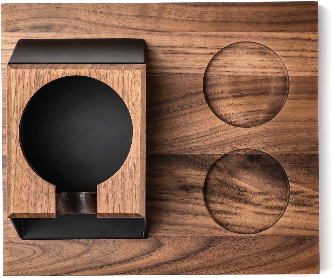 Estación de manipulación de café expreso de 2.283 in, base de soporte de manipulación de café con 2 discos de café, caja organizadora de accesorios