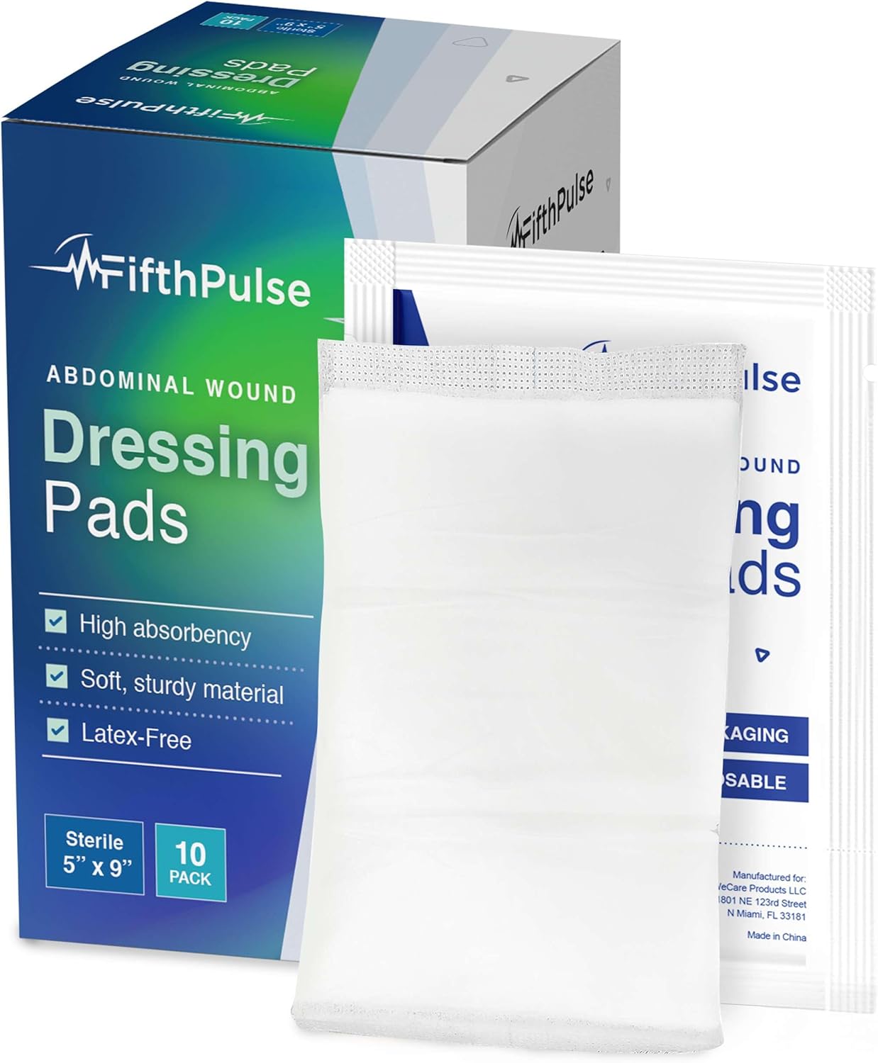 Paquete de 20 almohadillas para vendaje para heridas abdominales, almohadillas ABD de 5 x 9 pulgadas, almohadillas de gasa antiadherentes estériles,