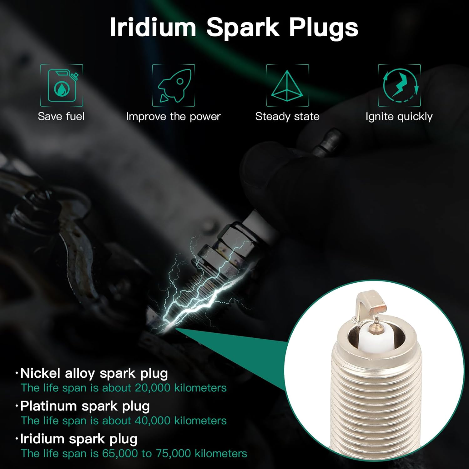 SCITOO 8 bobinas de encendido con 16 bujías de iridio para Chrysler para Dodge para Ram para Jeep 300 Aspen Challenger Durango Magnum Charger Com