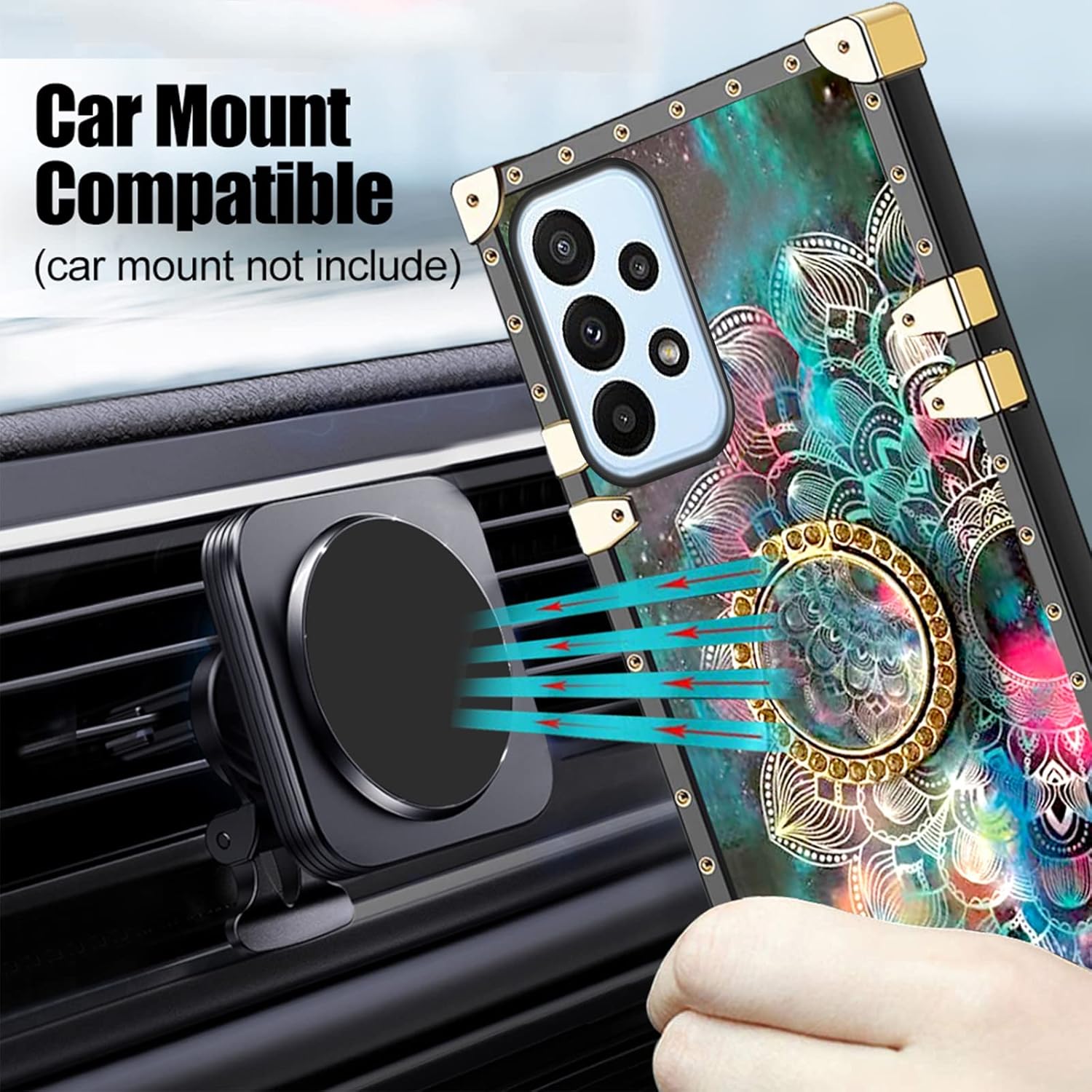 nancheng Funda cuadrada para Samsung Galaxy A23 5G  4G para niñas y mujeres, bonita flor de pétalos de colores, estrella y cielo, con soporte de