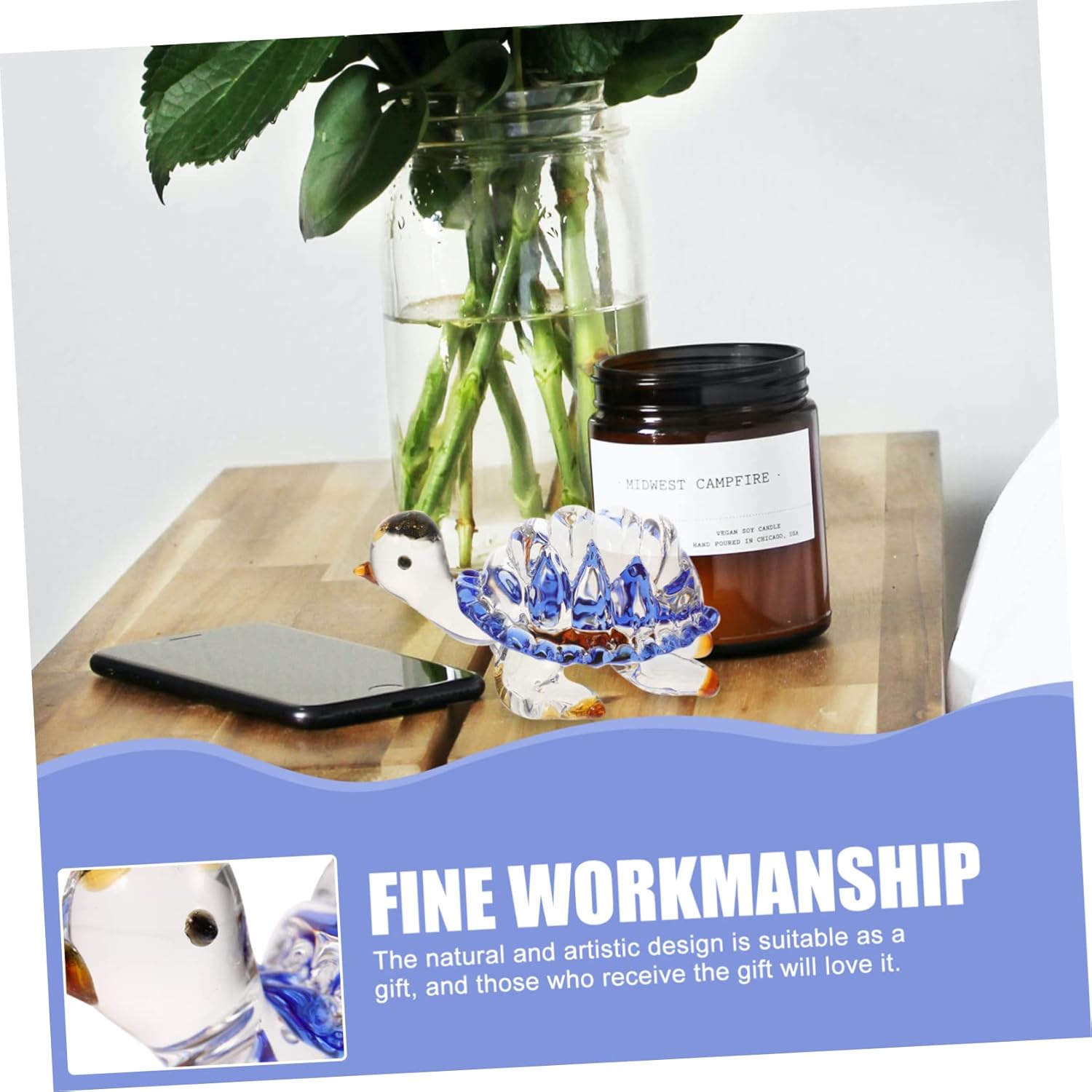 Garneck 3pcs Little Turtle Ornament Glass Animal Figurines Turtle Decor sea Animal Figurine Turtle Statue adornos para Miniature Figurines Desktop