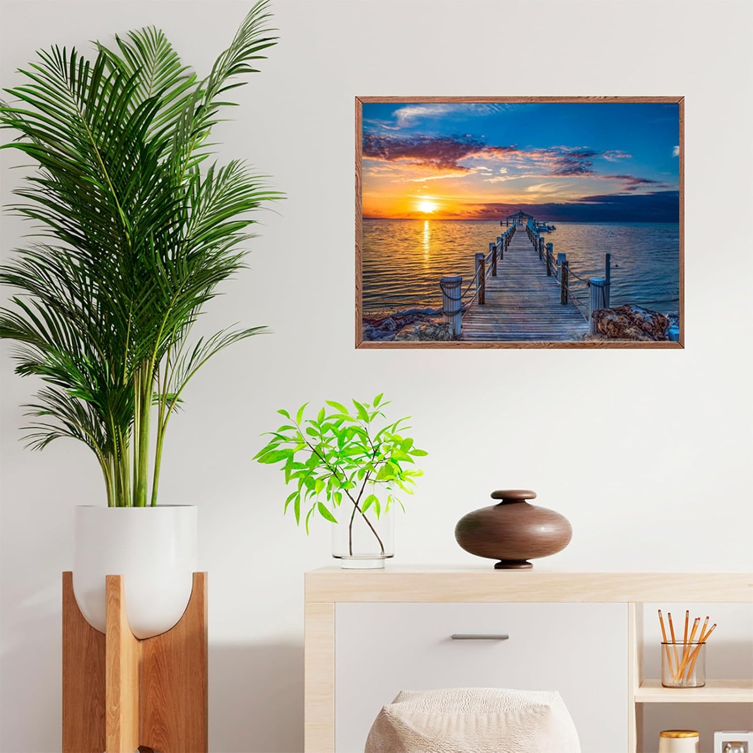 LEARTDYY Kit de pintura de diamantes, muelle de muelle de muelle de muelle amanecer con herramientas para decoración de pared del hogar, taladro