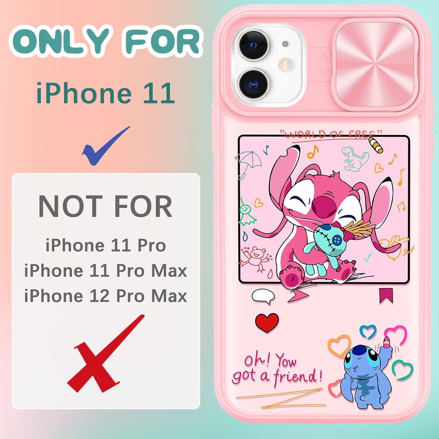 Joyleop Funda 2 en 1 para iPhone 11 con diseño de dibujos animados para niñas, mujeres, adolescentes y niños, diseño de patrón con cubierta
