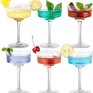 Juego de 6 vasos vintage Art Deco Coupé, vasos de Martini de 10 onzas, copas de cóctel Coupé, elegante copa de Manhattan soplada a mano para bar, Juego de 6 vasos vintage Art Deco Coupé, vasos de Martini de 10 onzas, copas de cóctel Coupé, elegante copa de Manhattan soplada a mano para bar,