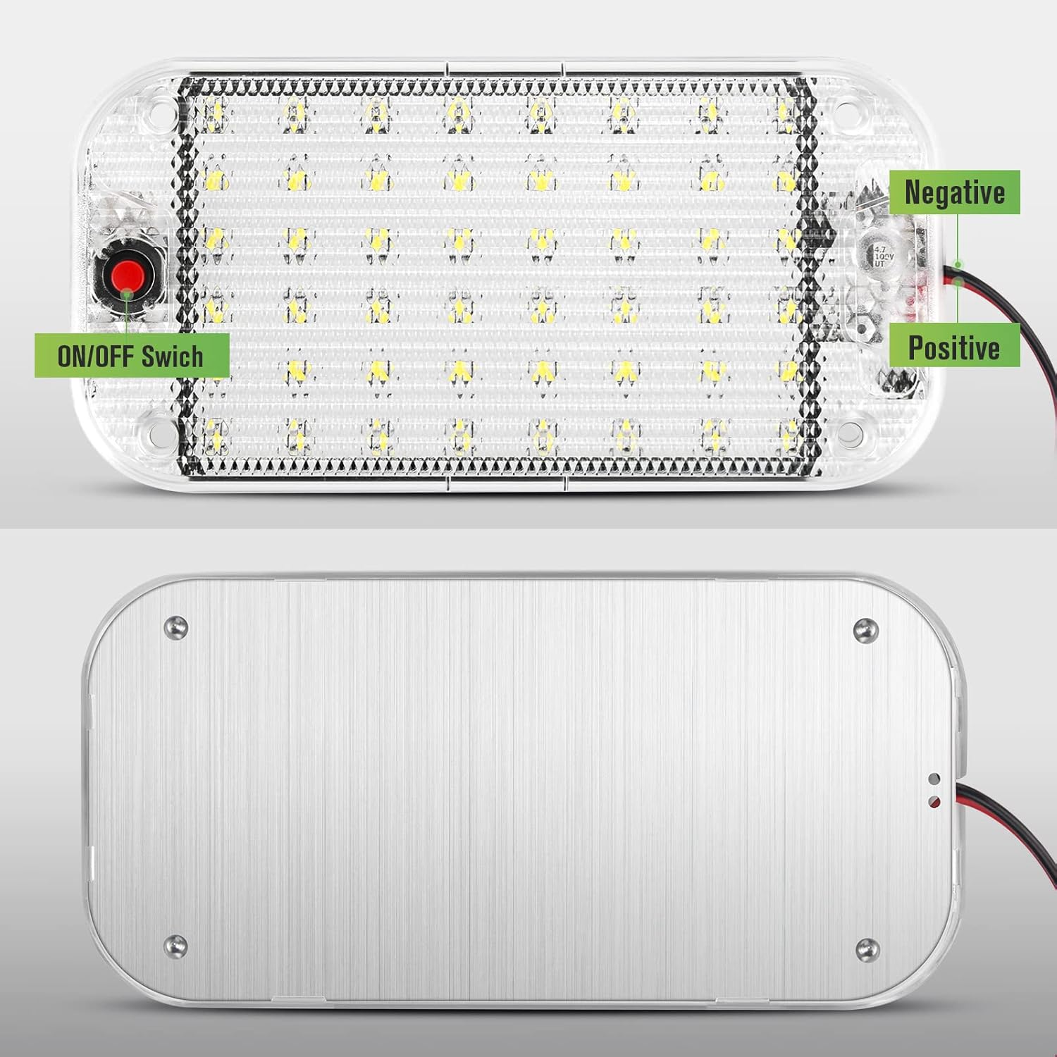 Luz LED de cúpula, iluminación interior de caravana de 12 V-85 V, 800 lúmenes, súper brillante, luz de techo LED para caravana con interruptor de
