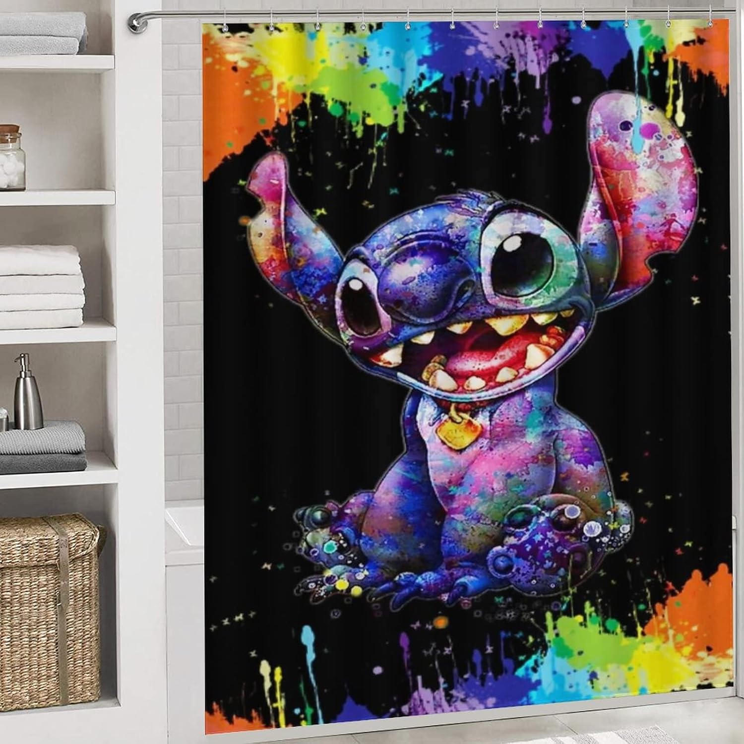 Juego de cortina de ducha de anime de 4 piezas, juego de decoración de baño con cortina de ducha impermeable, alfombras de franela suave