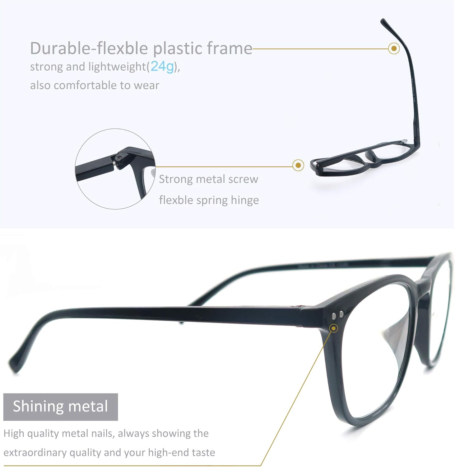 HAPJOYS Paquete de 3 lentes de lectura para mujeres y hombres, elegantes lectores ovalados, flexibles con bisagra de resorte, gafas de lectura +1.25