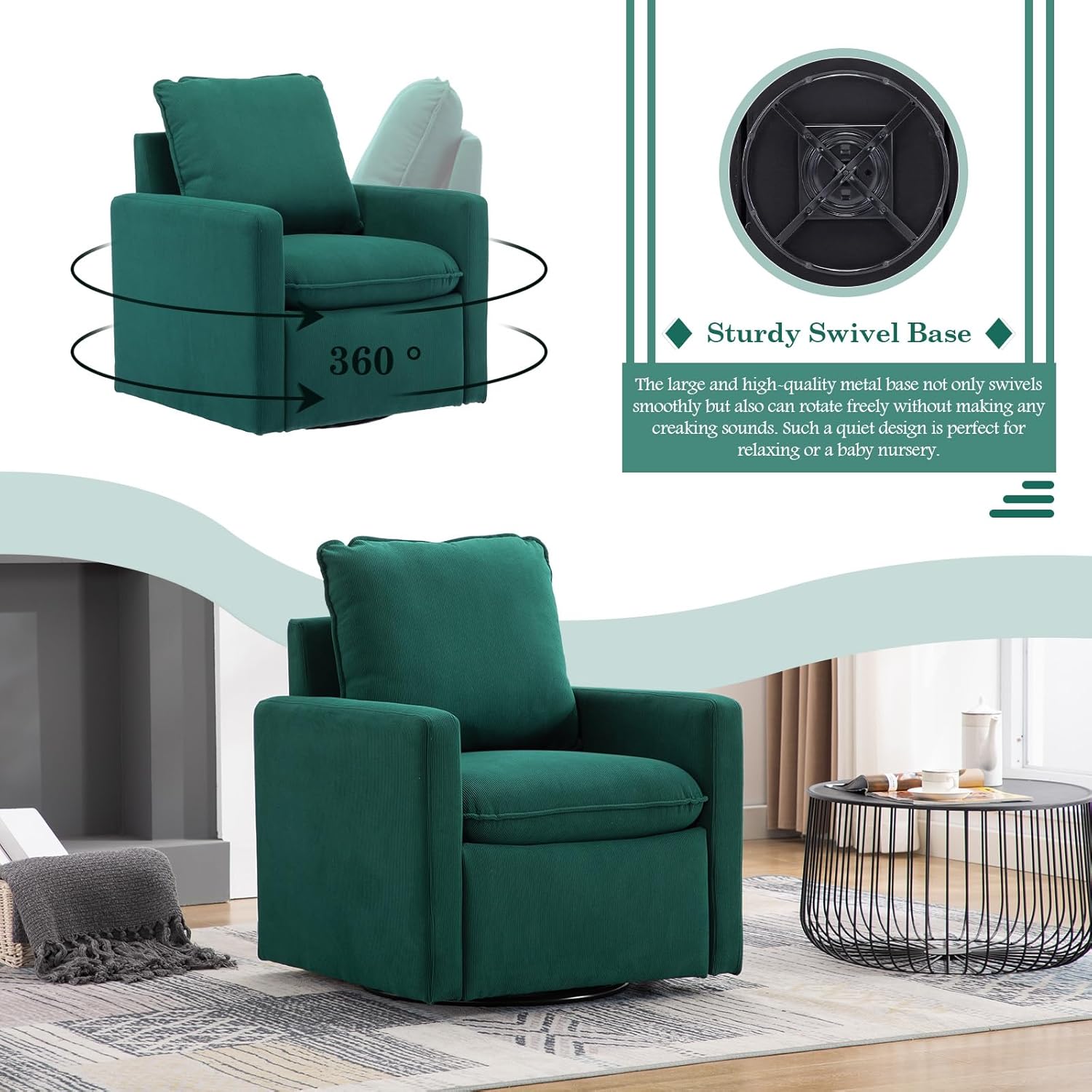 Silla decorativa giratoria moderna, cómoda silla de barril con almohada suave, sillón giratorio de 360 para sala de estar, sillón moderno de sherpa