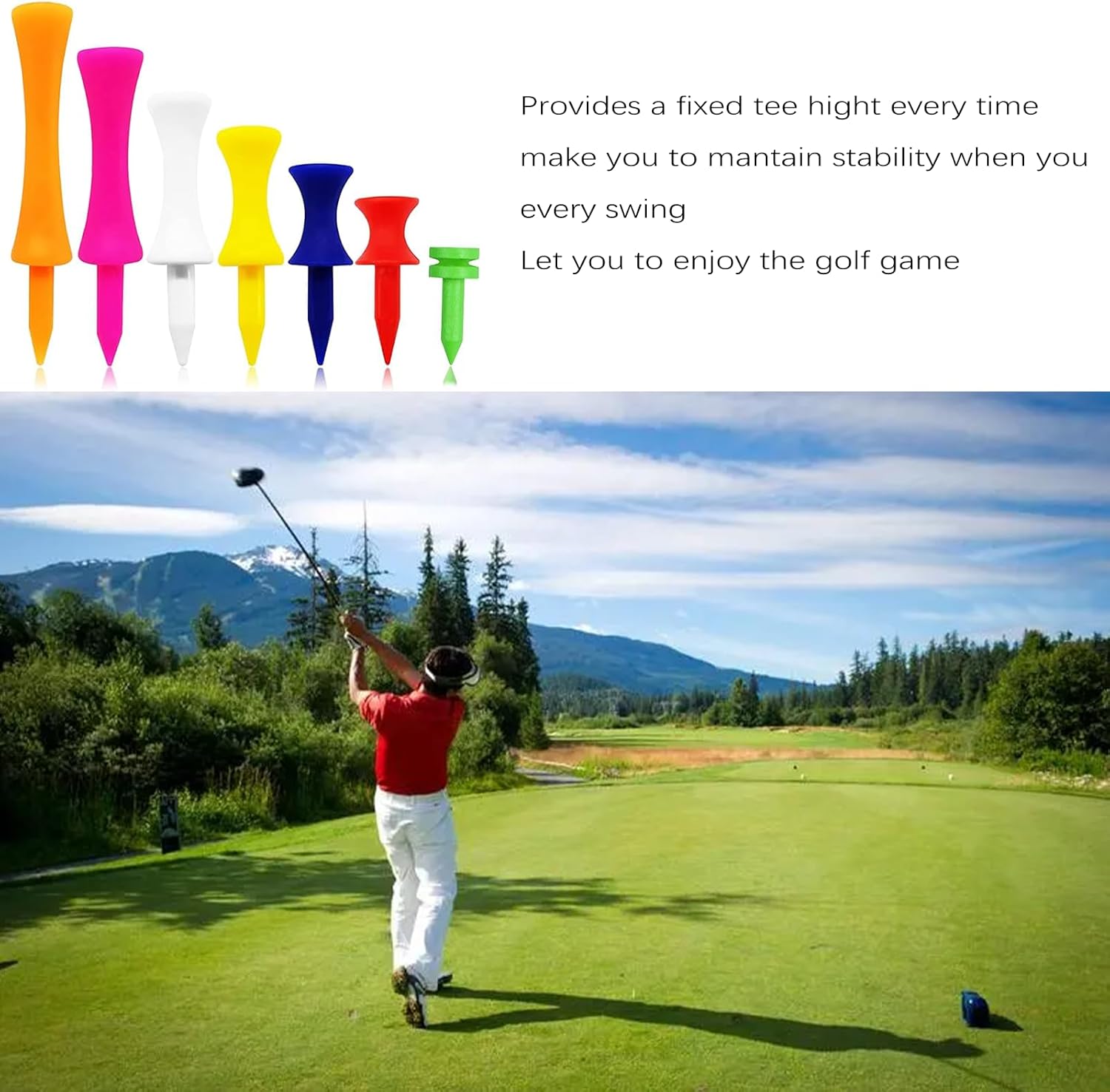 Dakexiong Paquete de 70 camisetas de golf de plástico de 1 pulgada, 1 14 pulgadas, 1 12 pulgadas, 1 34 pulgadas, 2 14 pulgadas, 2 34 pulgadas