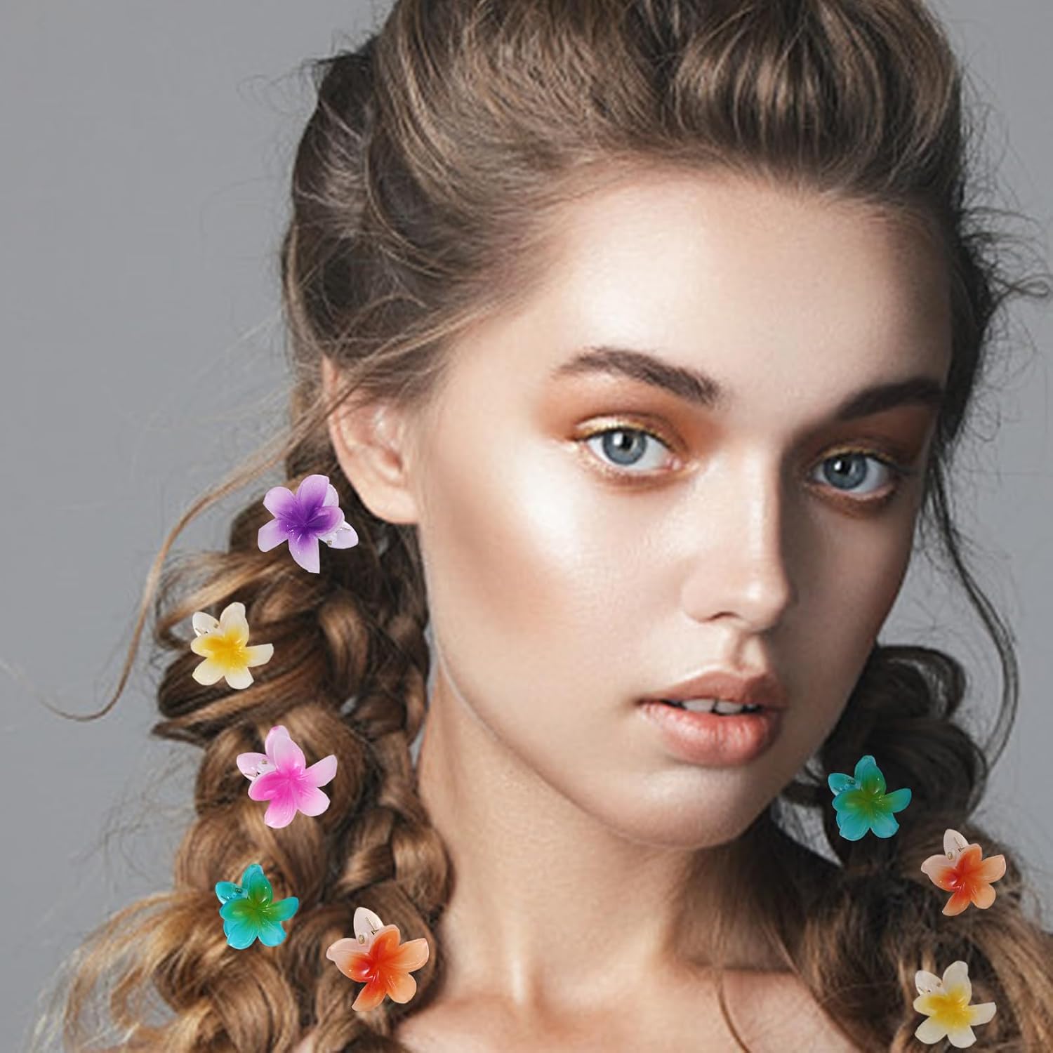 MHDGG Pinzas para el cabello con flores pequeñas, 12 pinzas para el cabello para mujeres, pinzas antideslizantes para el cabello, accesorios de