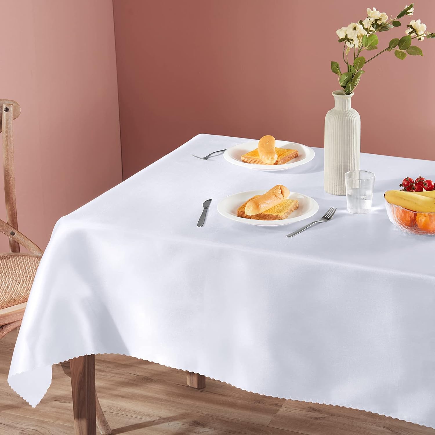 Homiest 1 paquete de mantel de satén de 60 x 84 pulgadas, mantel blanco superpuesto brillante, mantel rectangular sedoso, manteles de satén para