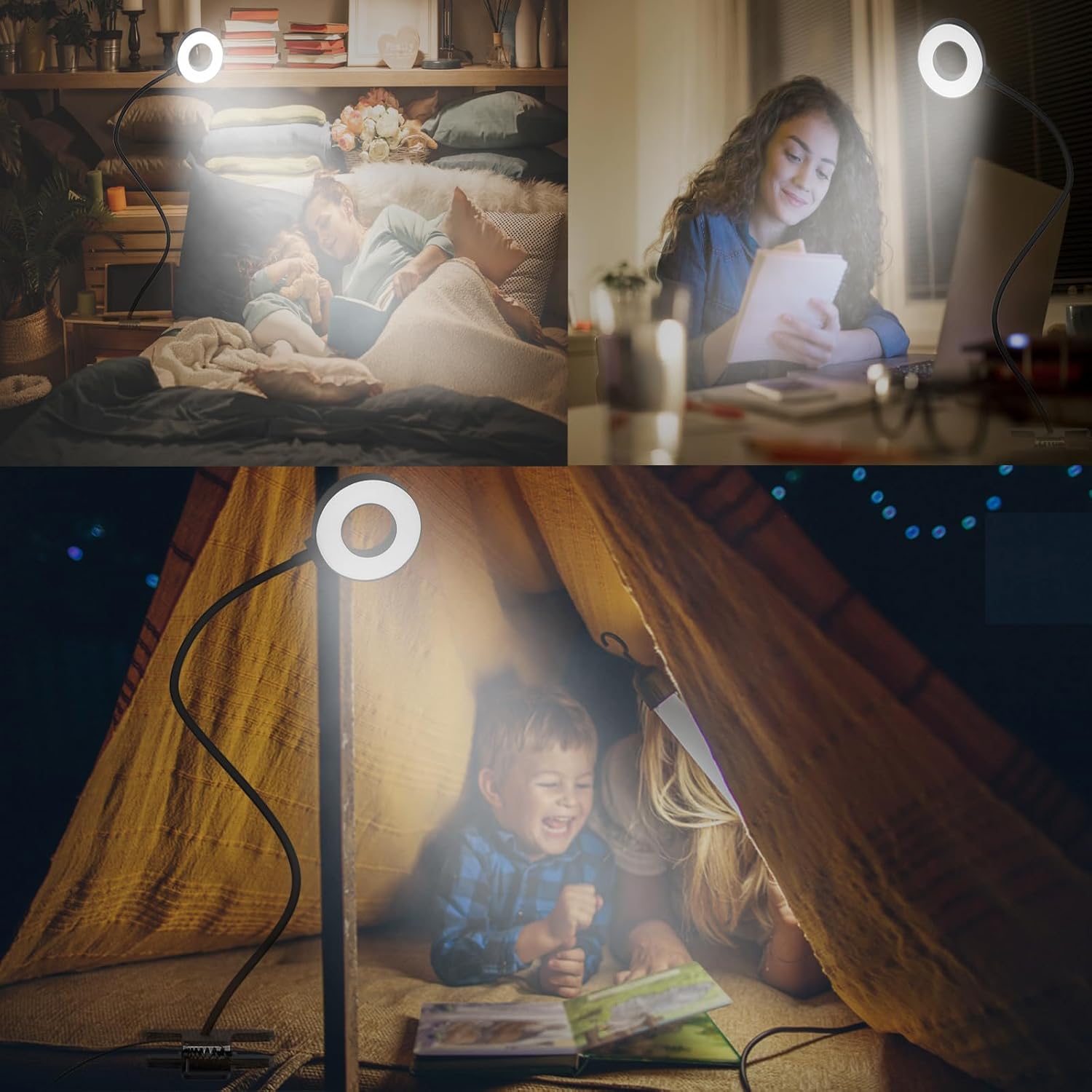 KBG Lámpara de escritorio Luz de lectura LED con abrazadera