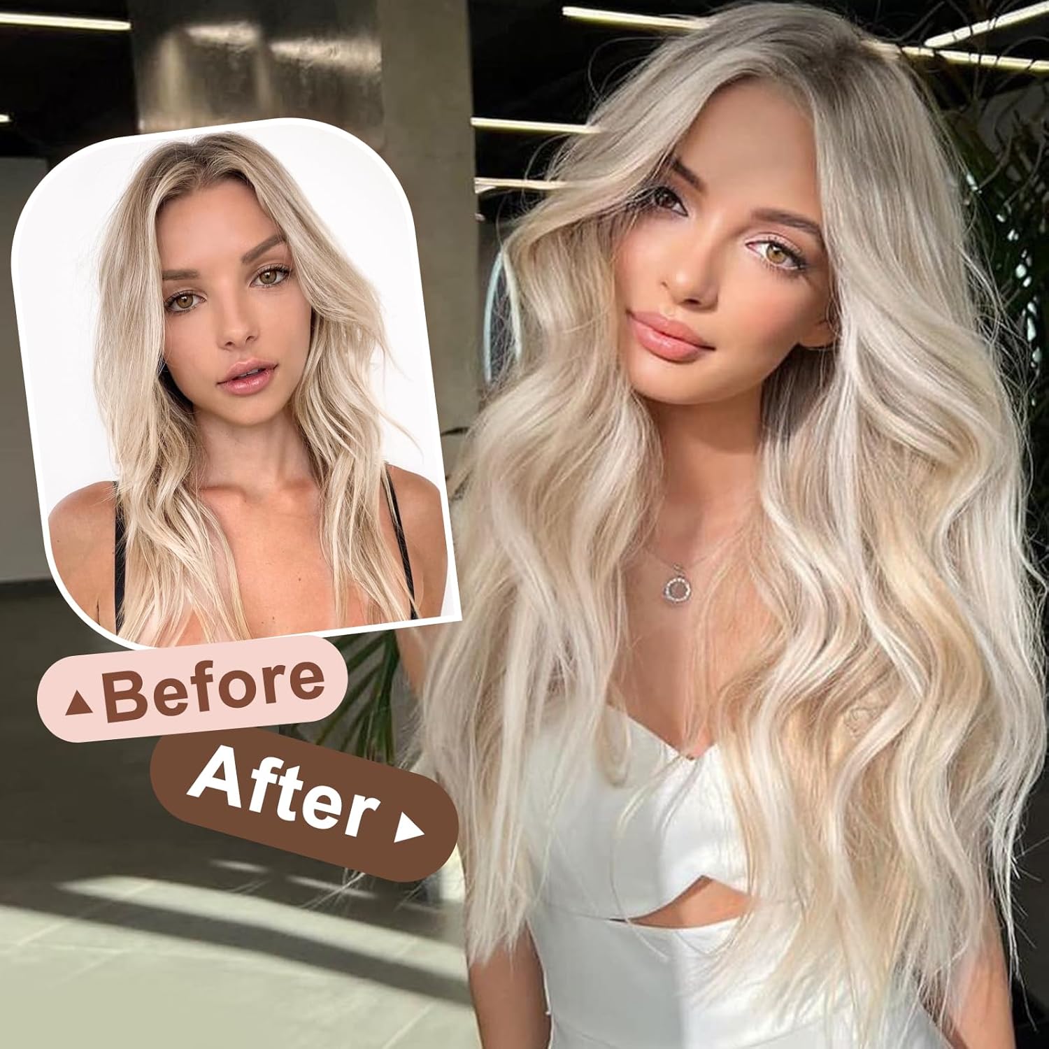 ALXNAN Extensiones de cabello con alambre invisible con alambre transparente, tamaño ajustable, 4 clips seguros, extensiones de cabello largo