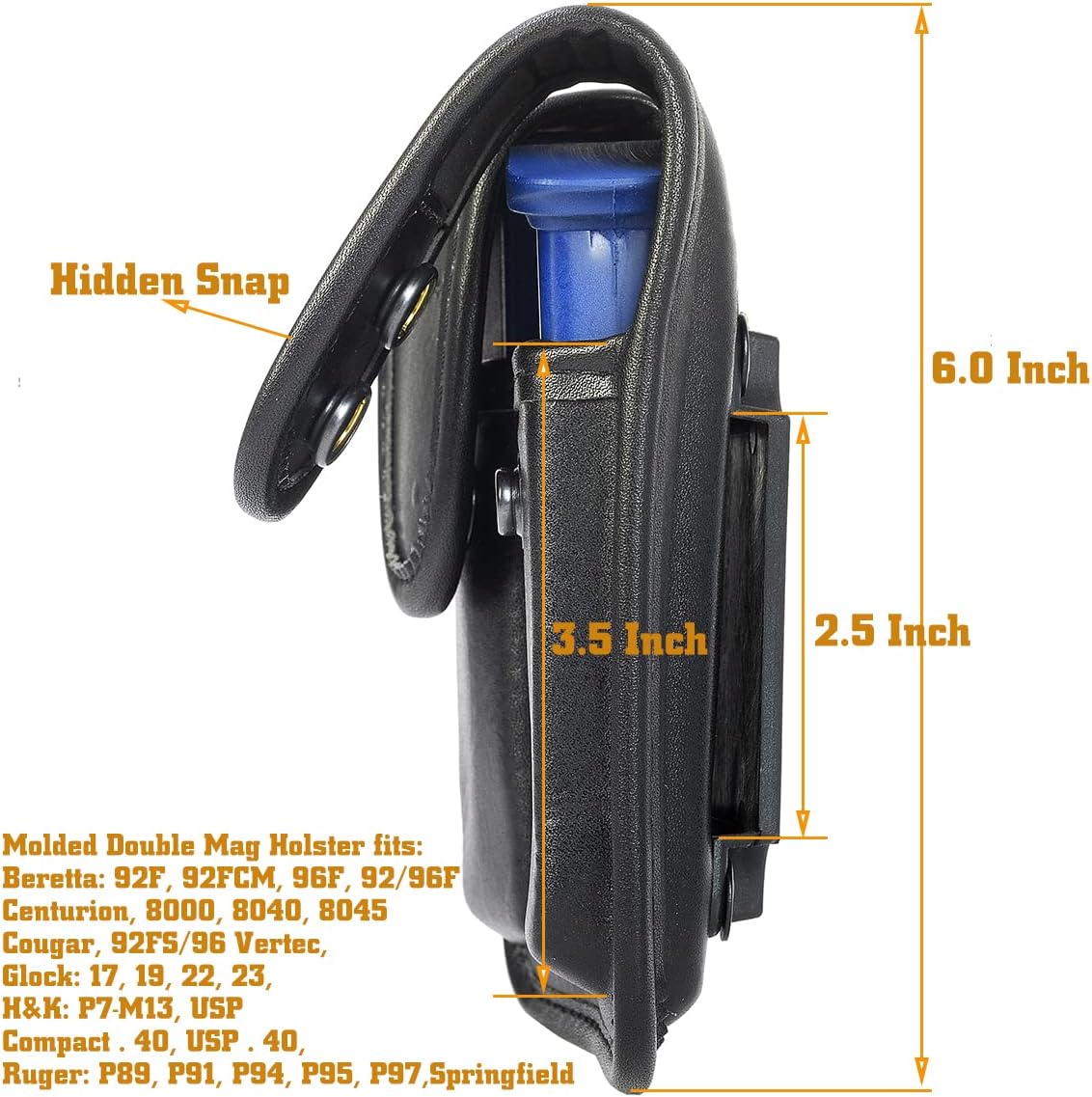 Bolsa moldeada doble Mag, soporte táctico universal para revistas, se adapta a prácticamente cualquier bolsa de pistola de calibre 0.40 o .45 de