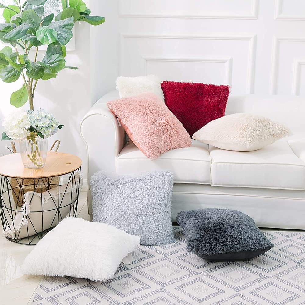 NordECO HOME Funda de cojín de forro polar de piel sintética suave de lujo, fundas de almohada decorativas, sin relleno de almohada, 16 x 16