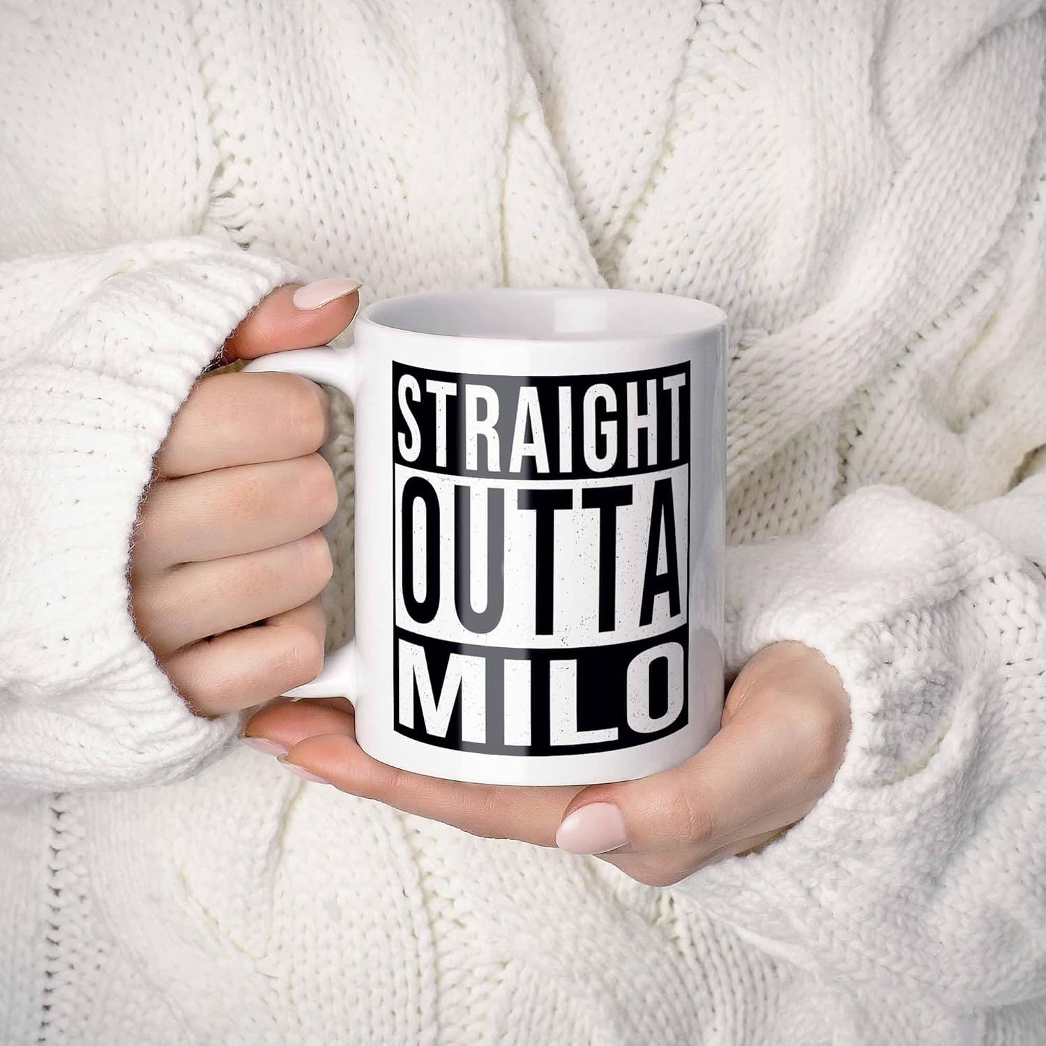 Regalo de apellido Milo. Taza de café personalizada con signo de apellido directo y personalizado. 11 onzas.