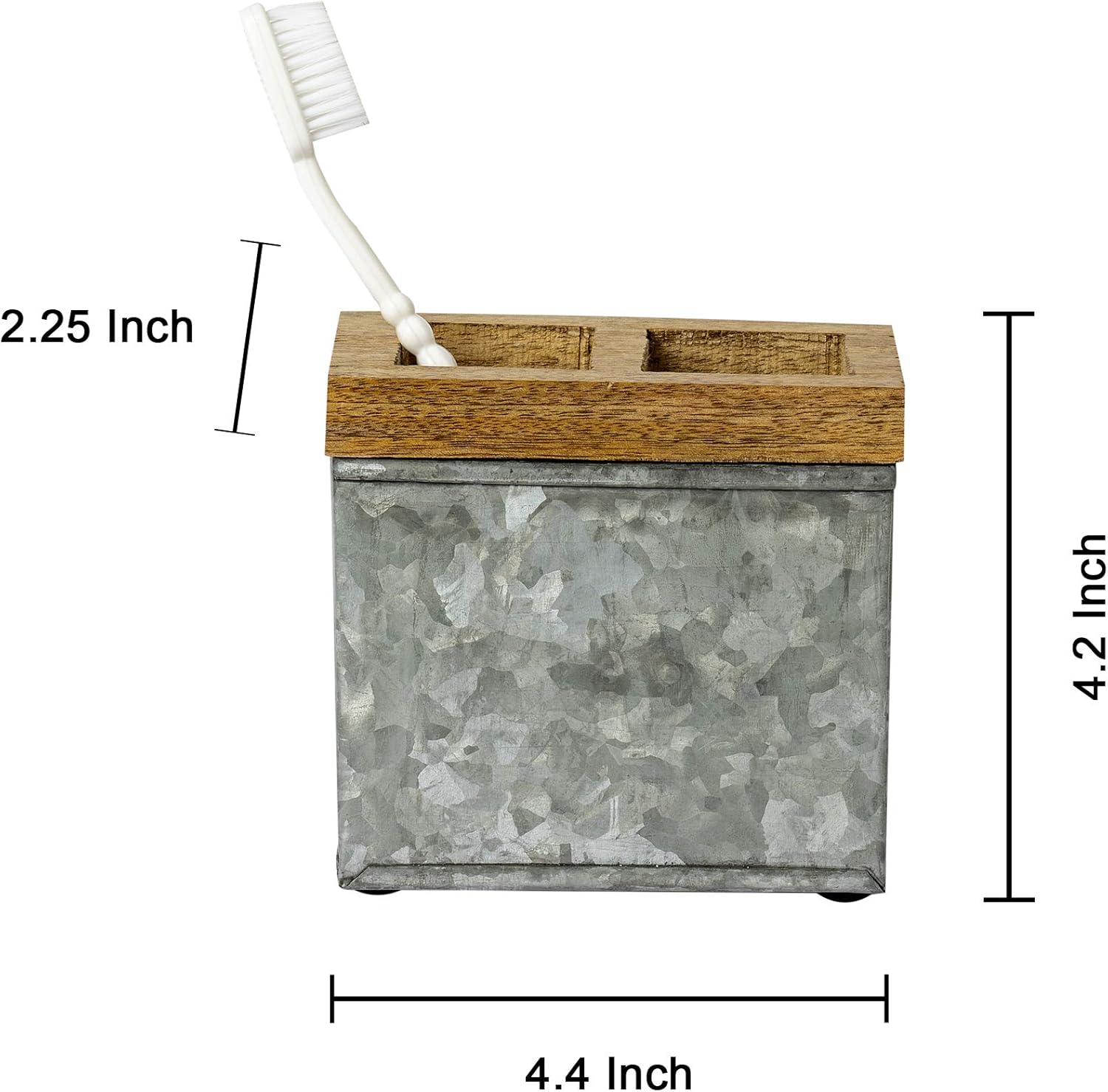 nu steel Soporte para cepillos de dientes de baño y organizador de maquillaje en acero galvanizado y madera para baños y espacios de tocador