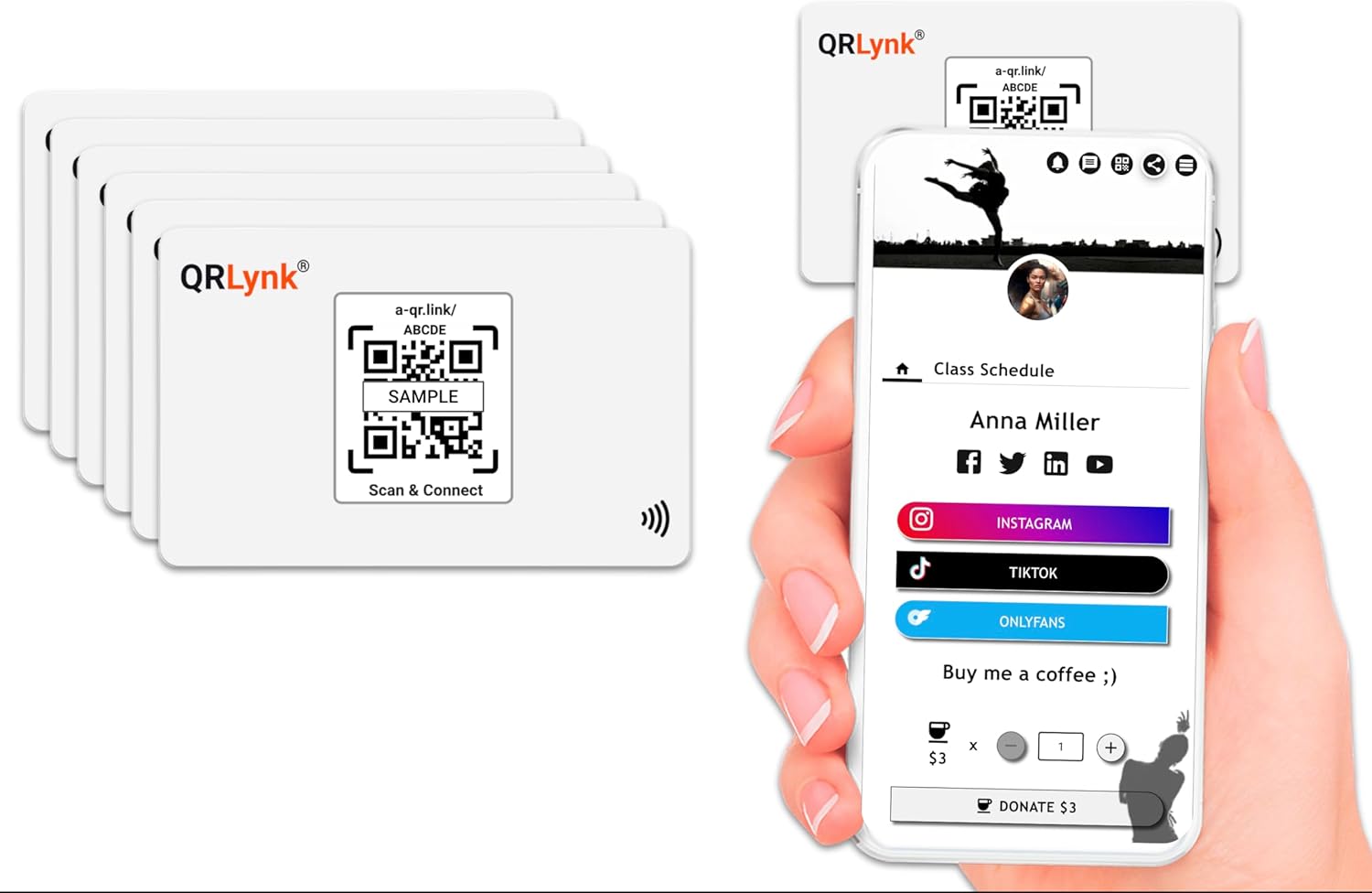 QRLynk Tarjeta Smart Tap – Tarjeta de visita con chip NFC – Ideal para compartir presencia digital – Funciona en iPhone y Android – Sin aplicación,
