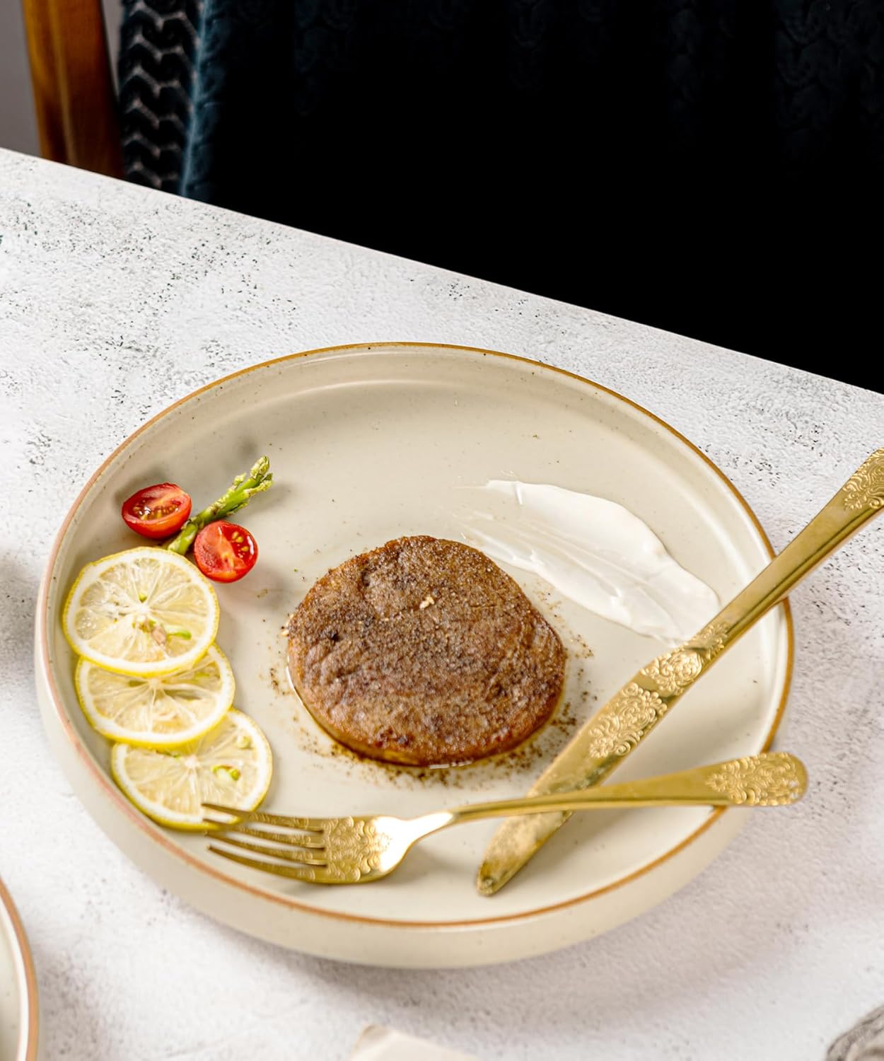 Jantao – Plato de ensalada circular de cerámica hecho a mano, juego de 4 piezas de vajilla esmaltada mate de 8.26 pulgadas, aperitivos de cocina,