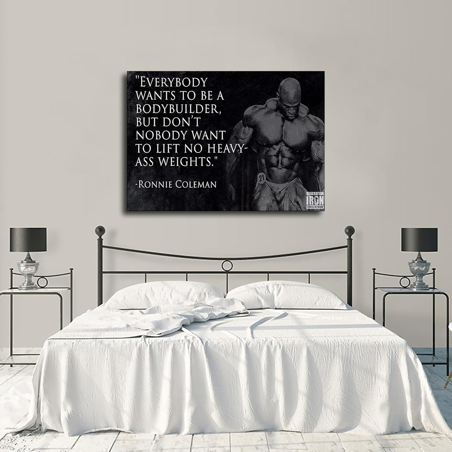 Ronnie Coleman-Póster motivacional de culturismo con cita motivacional de saludo de poder, lienzo impreso para pared, arte moderno para aula,