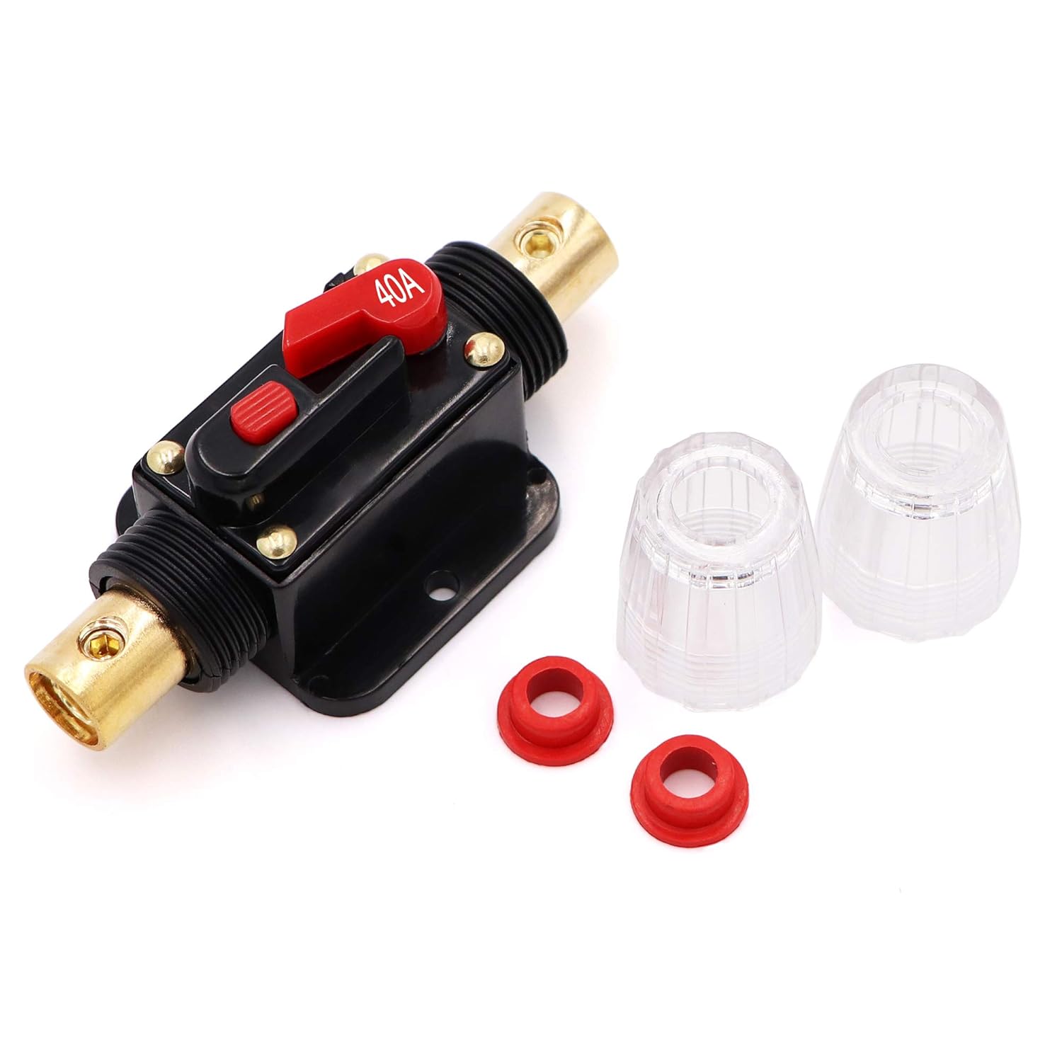 2 piezas, interruptor automático de sobrecarga en línea de suministro de audio, restaurable 30 A, 40 A, 50 A, 60 A, 100 A, 150 A, 12 V-24 V CC, 2