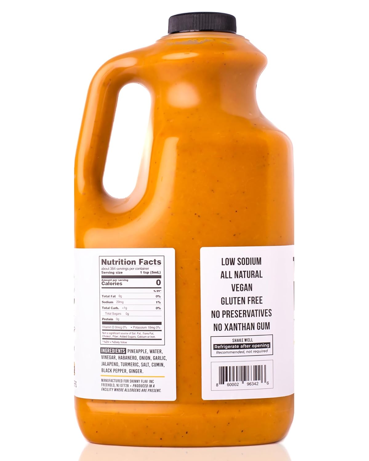 Salsa Bae Skinny Habanero salsa picante – Hecho con cúrcuma, bajo sodio, toque de dulzura con la patada perfecta – 64 oz