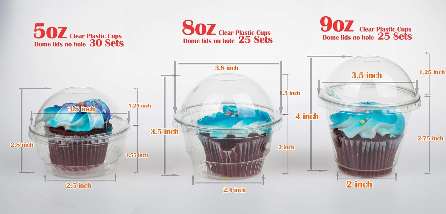 Golden Apple, vasos de plástico transparente de 8 onzas para helado, cuenco para aperitivos, 4 tipos de tazas