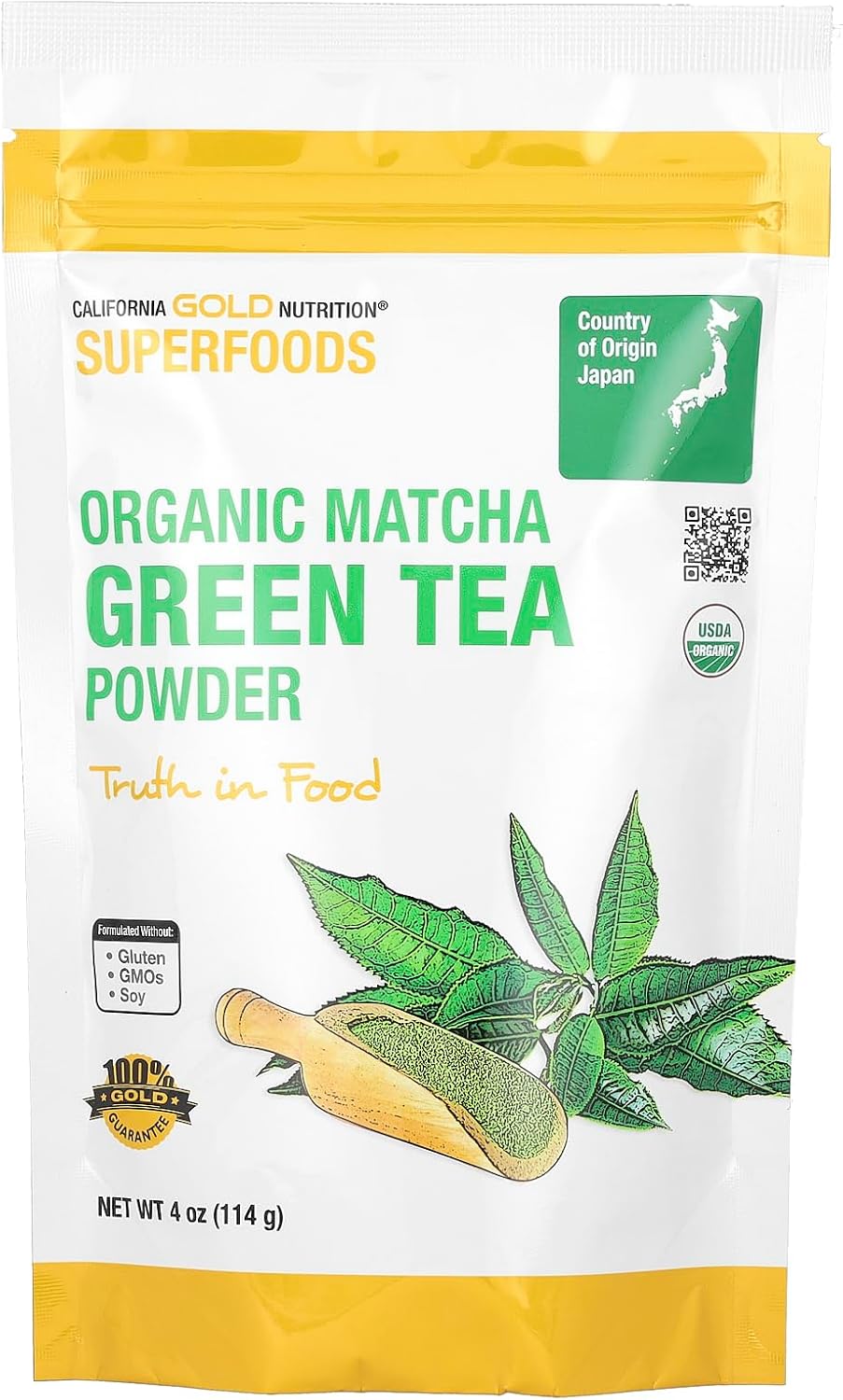California Gold Nutrition Superfoods, Té Verde Matcha Orgánico en Polvo, 4 oz (114 g)