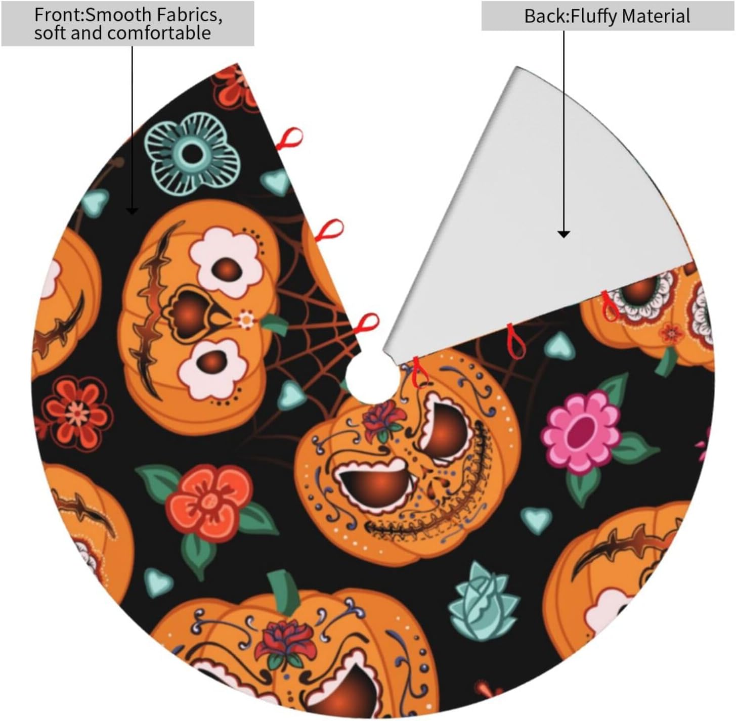 Alfombra colorida para Halloween, Día de los Muertos, calavera de azúcar, calabaza, flor de calabaza, 36 pulgadas, tapete divertido para decoración
