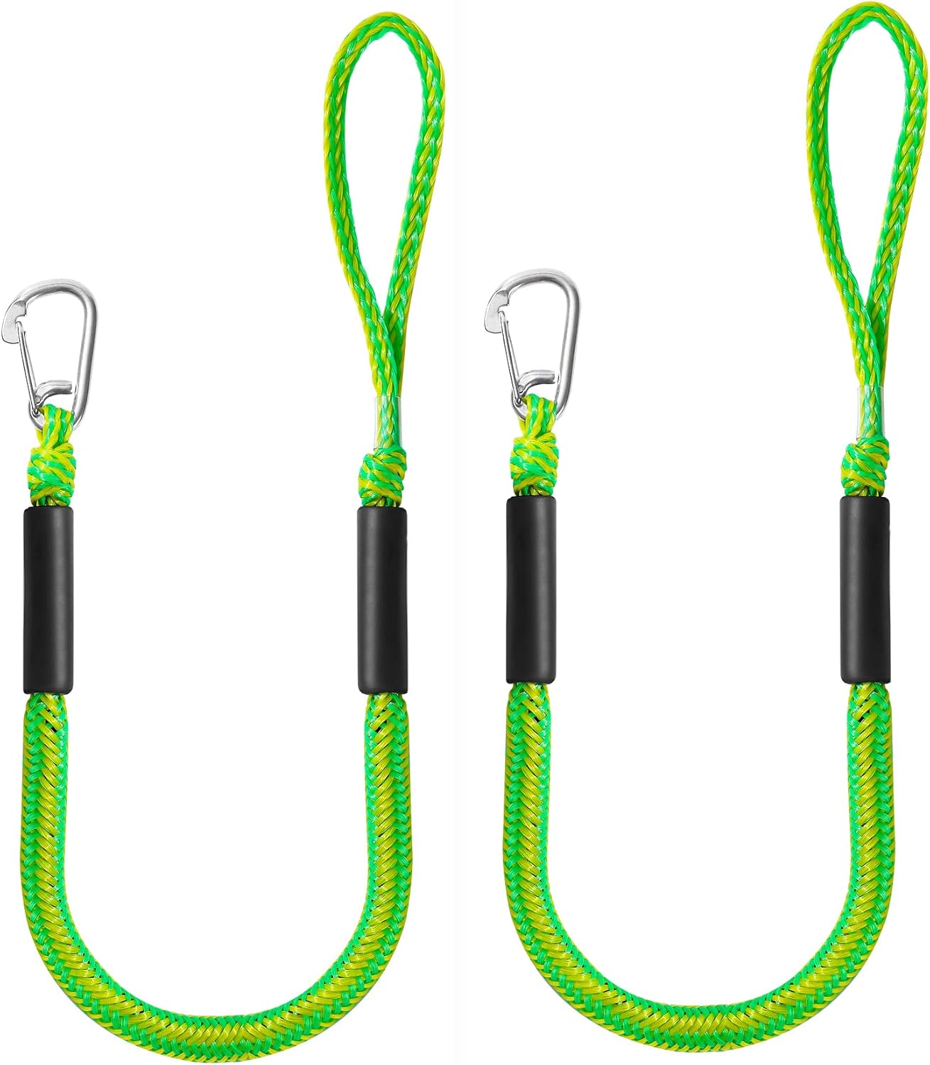 Líneas de muelle elástico para barcos, líneas de amarre marinas, cuerda de barco para acoplamiento con lazo y clip accesorios para moto acuática,