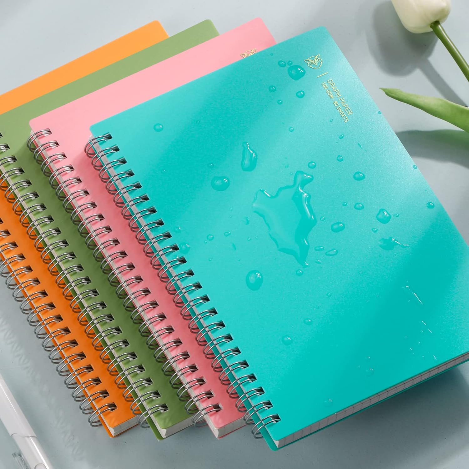 EMSHOI Cuaderno de espiral de puntos, paquete de 4 cuadernos A5 de cuadrícula de puntos pequeños de 5.7 x 8.22 pulgadas, 640 páginas de 3.53 ozm de
