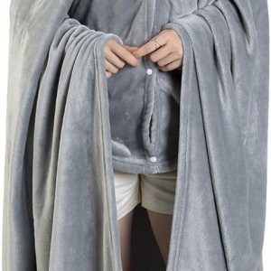 NANPIPER Manta de gran tamaño con capucha para mujer, manta suave y mullida, microfibra de forro polar de felpa cálida, 65 x 80 pulgadas, gris claro NANPIPER Manta de gran tamaño con capucha para mujer, manta suave y mullida, microfibra de forro polar de felpa cálida, 65 x 80 pulgadas, gris claro