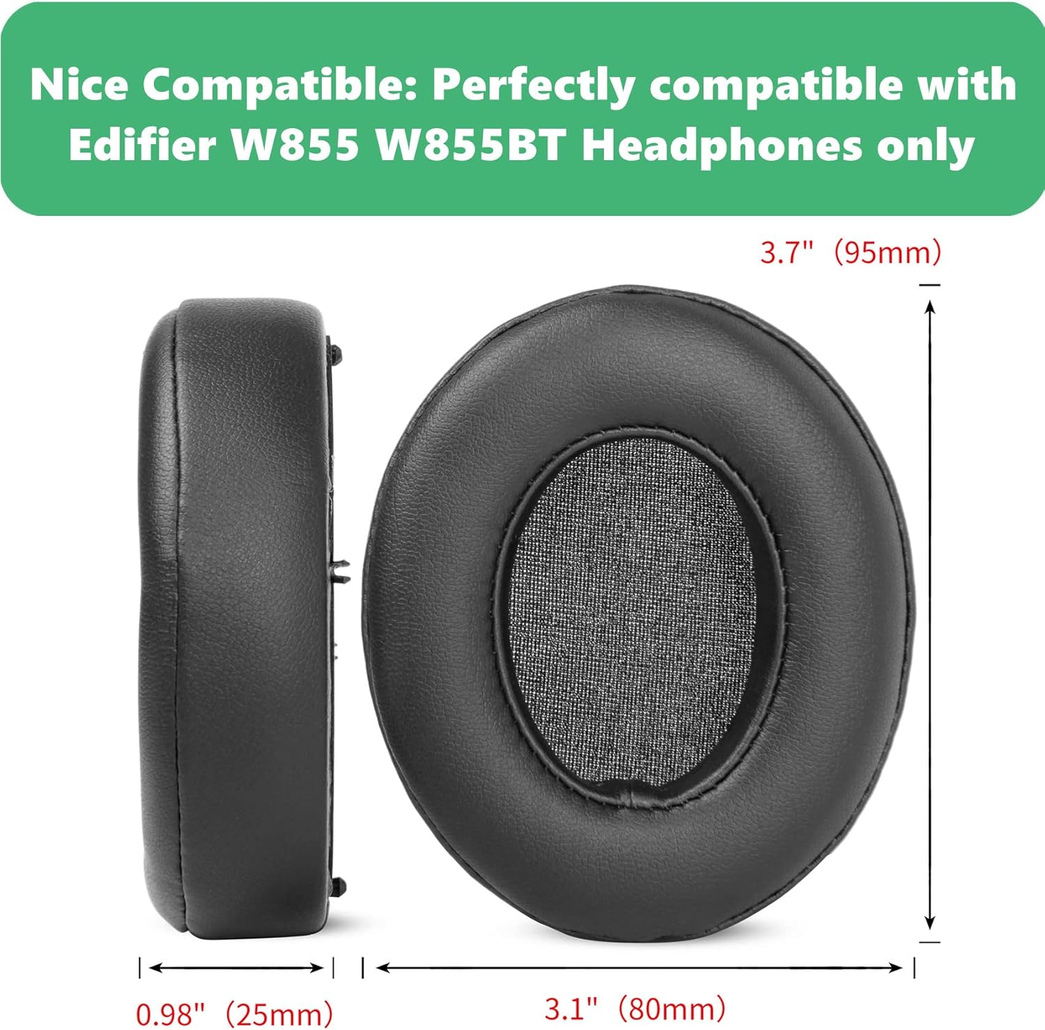 TaiZiChangQin W855BT – Almohadillas de repuesto compatibles con Edifier W855 W855BT W-855 W-855BT W 855 855BT de piel de proteína para auriculares